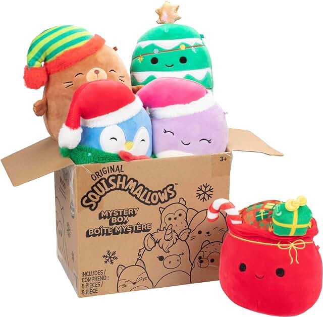 Squishmallows 5" Mystery Box Christmas Plush 5 Pack - Officially Licensed Kellytoy Plush - Collectible Soft & Squishy Mini Stuffed Animal Toy - Add to Your Squad - Gift for Kids, Girls & Boys - 5 Inch