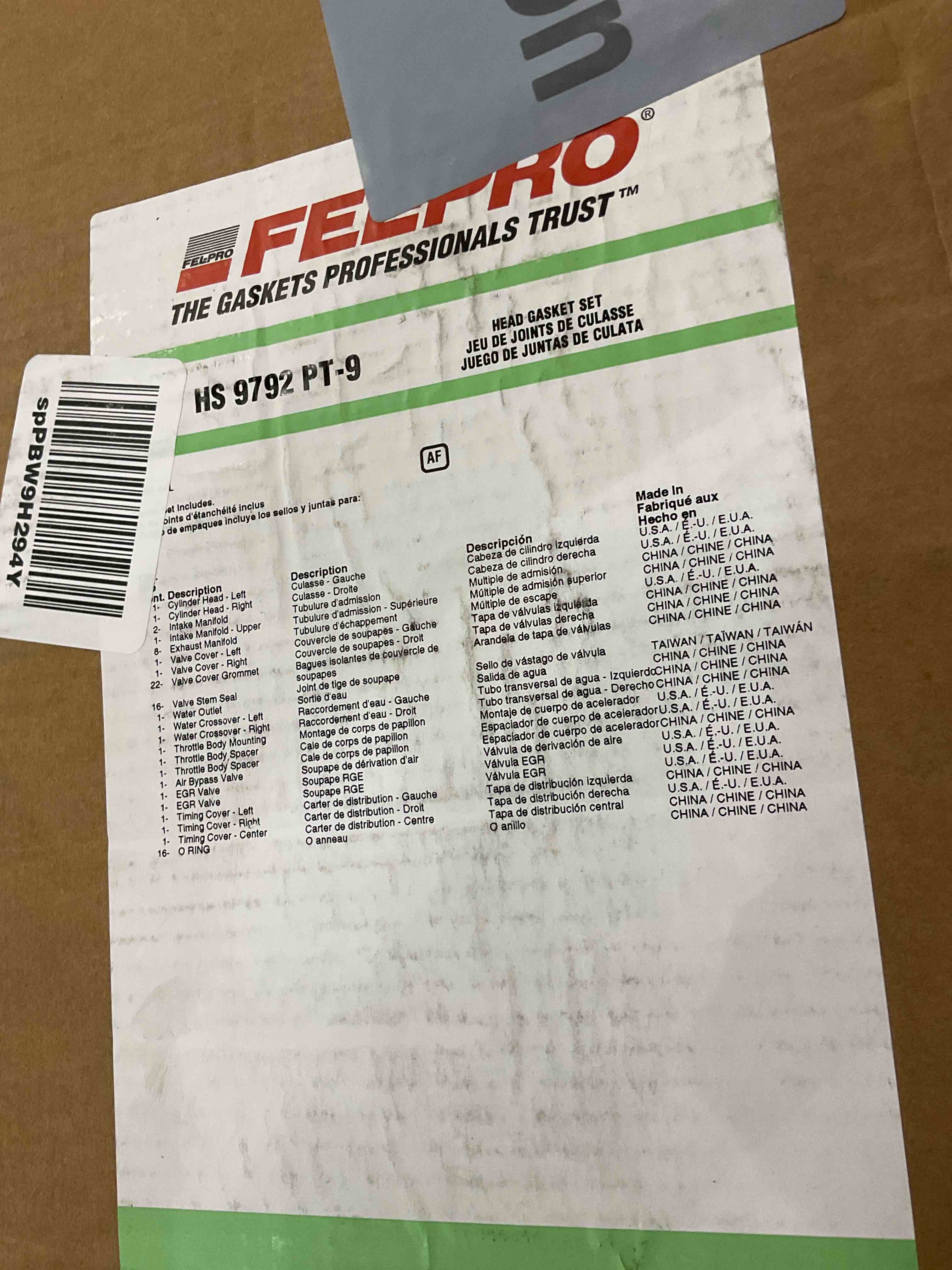 FEL-PRO HS 9792 PT-9 Head Gasket Set