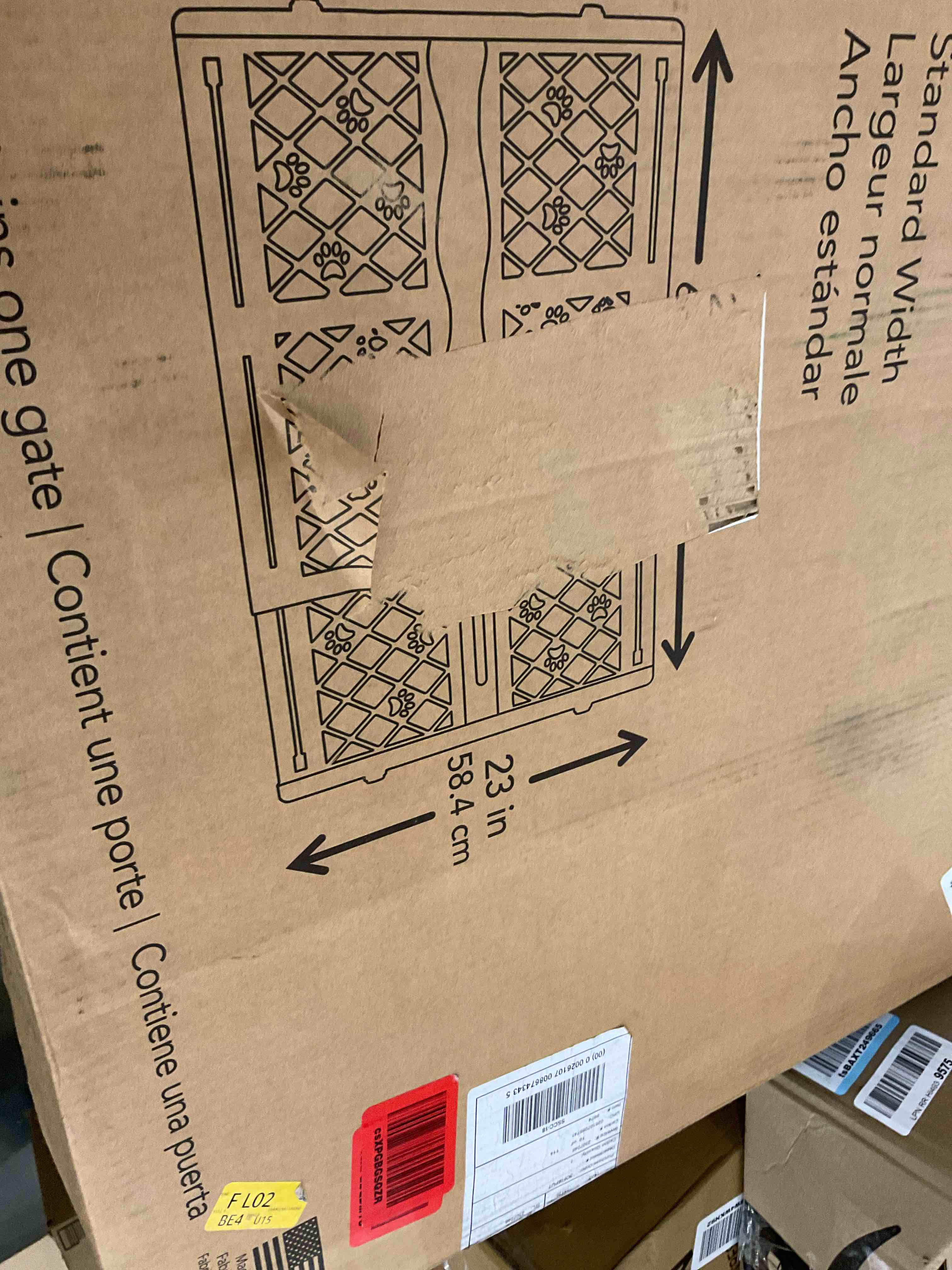 MYPET North States 40” Paws Portable Pet Gate: Made in USA, Expands & Locks in Place with No Tools. Pressure Mount. Fits 26"-40" wide (23" Tall, Fieldstone)