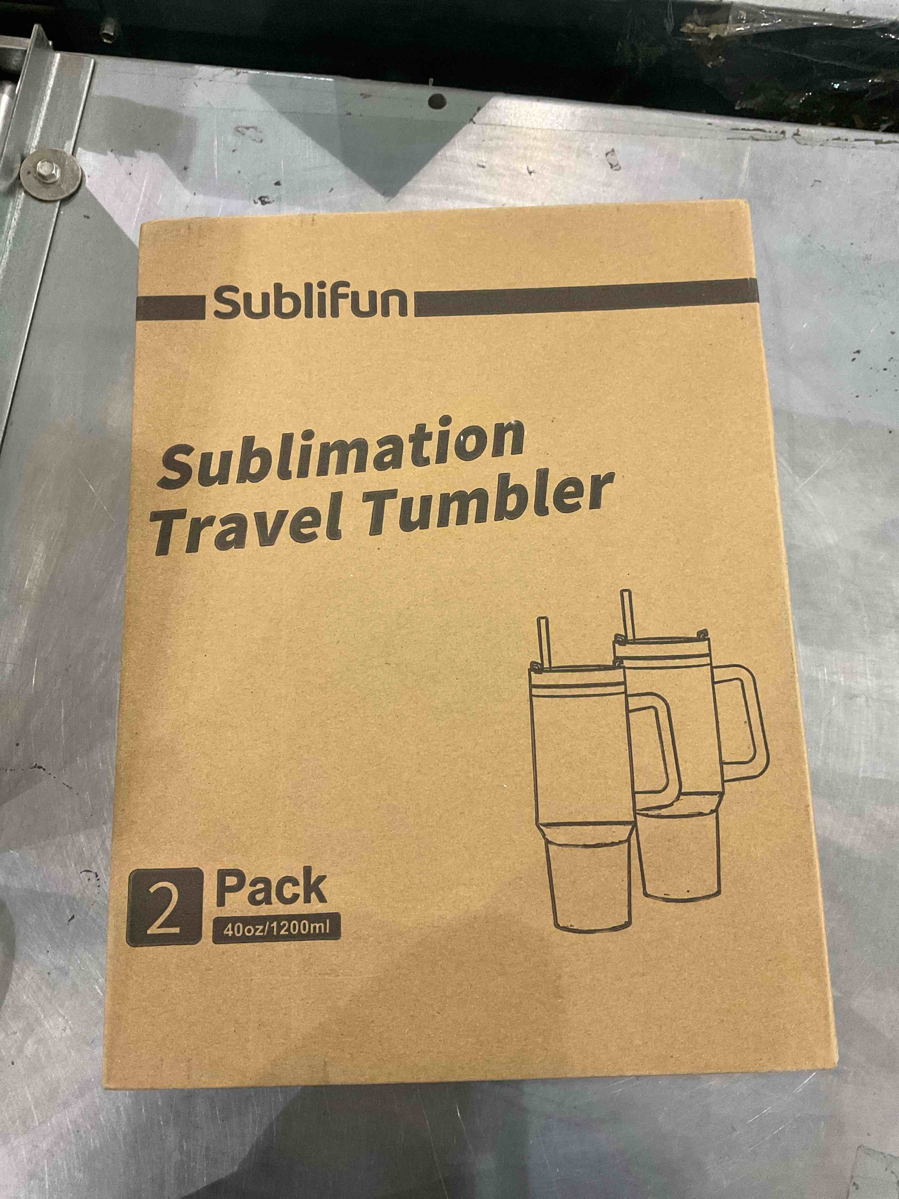 Sublifun Sublimation Blanks 40 oz Travel Tumbler with Handle, 2 Pack Stainless Steel Vacuum Insulated White Travel Tumbler with Lid & Straw,Travel Mug for Hot and Cold Beverages (White Handle)