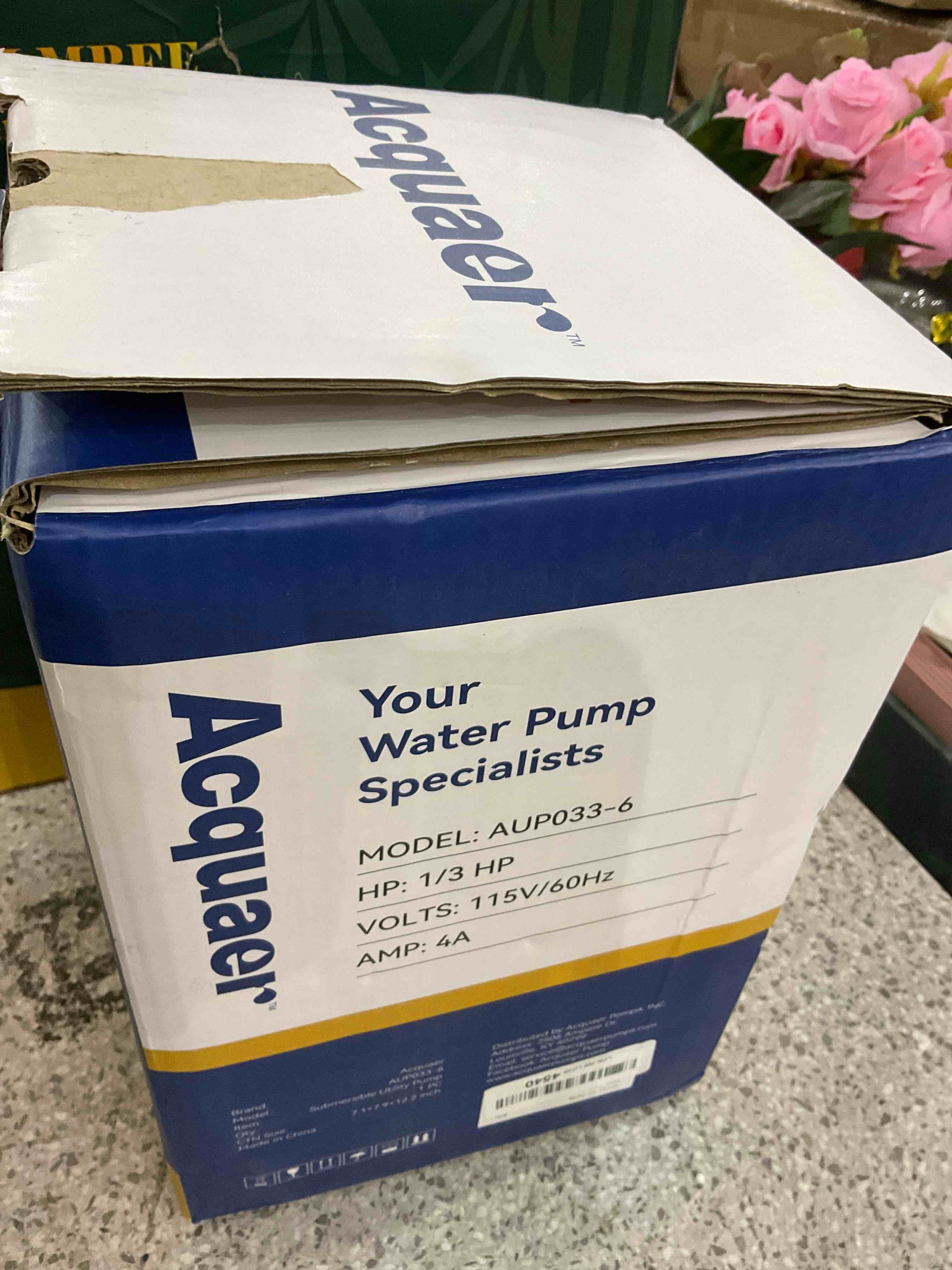 Acquaer 1/3 HP Automatic Submersible Water Pump, 115V Sump Pump with 3/4” Garden Hose Check Valve Adapter,2160 GPH High Flow Water Removal for Swimming Pool Cover Hot Tubs Flooded House Basement