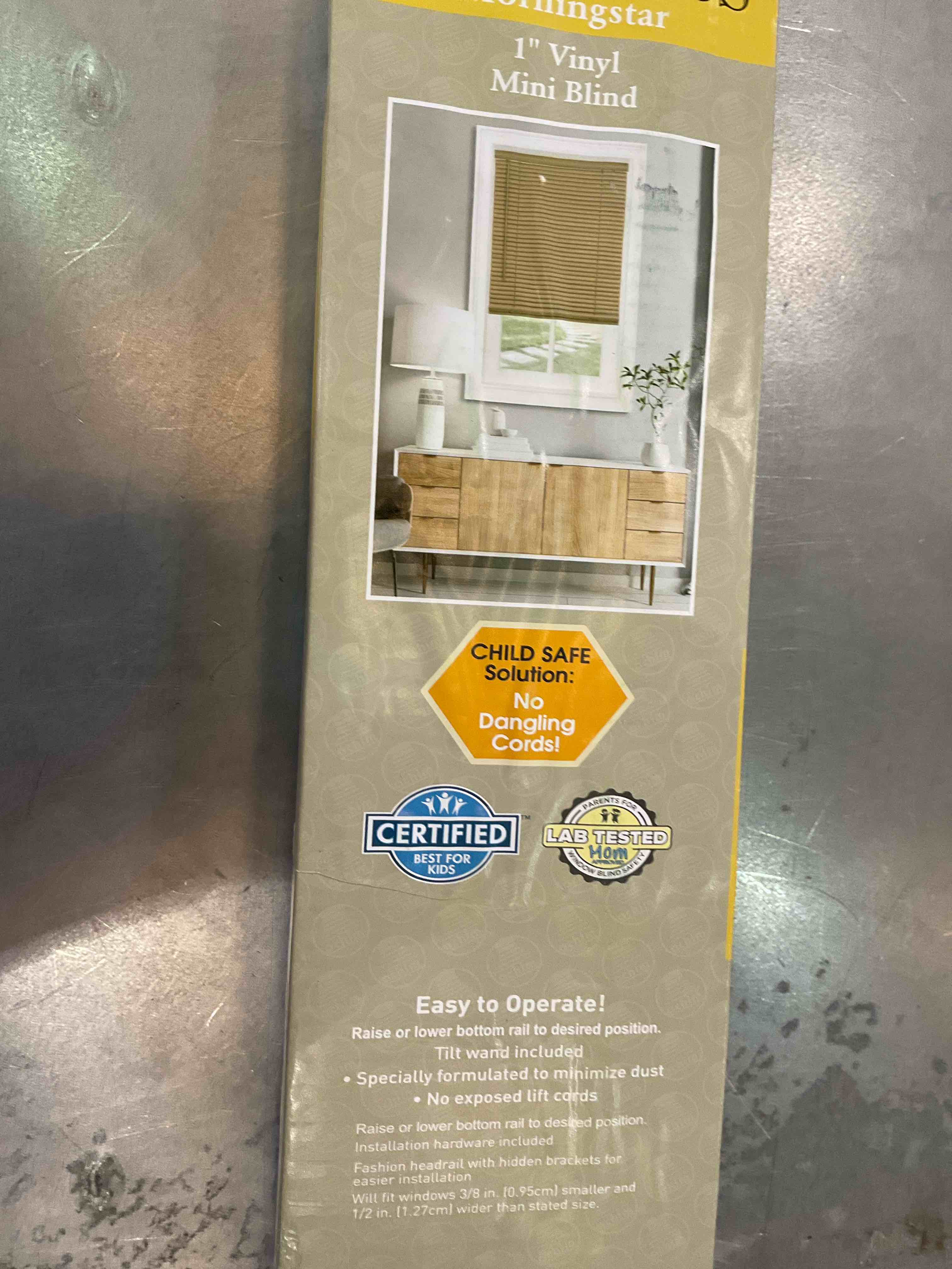 Cordless Light Filtering Mini Blind - 39 Inch Width, 64 Inch Length, 1" Slat Size - Woodtone - Cordless GII Morningstar Horizontal Windows Blinds for Interior by Achim Home Decor