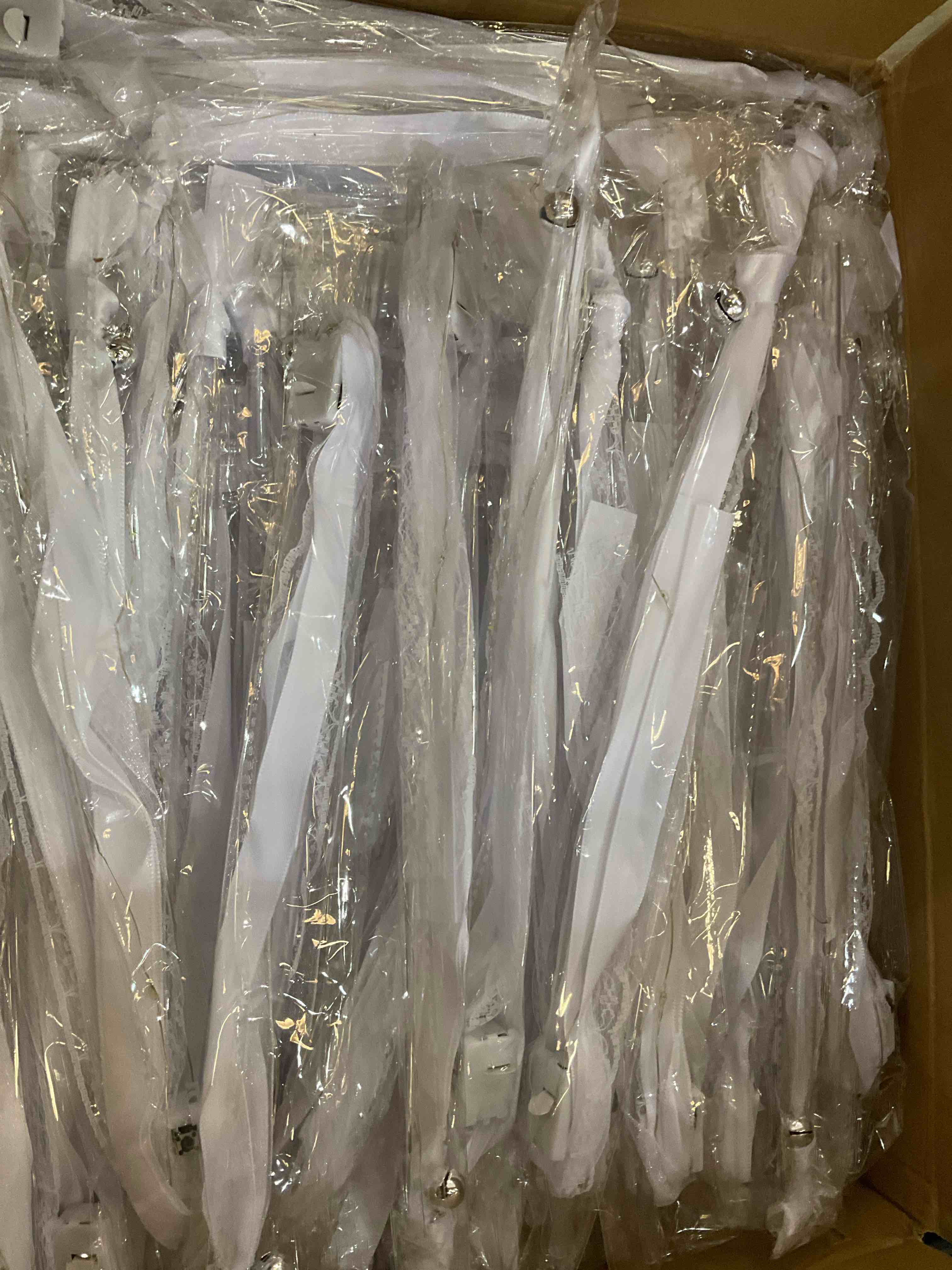 Unittype Wedding Wands Ribbon Streamers with Bells LED Fairy Light up Silk Fairy Wand Glow in the Dark Flashing Lace Stick for Wedding Birthday Party Favors (Ivory & Cool White LED,200 Pieces)