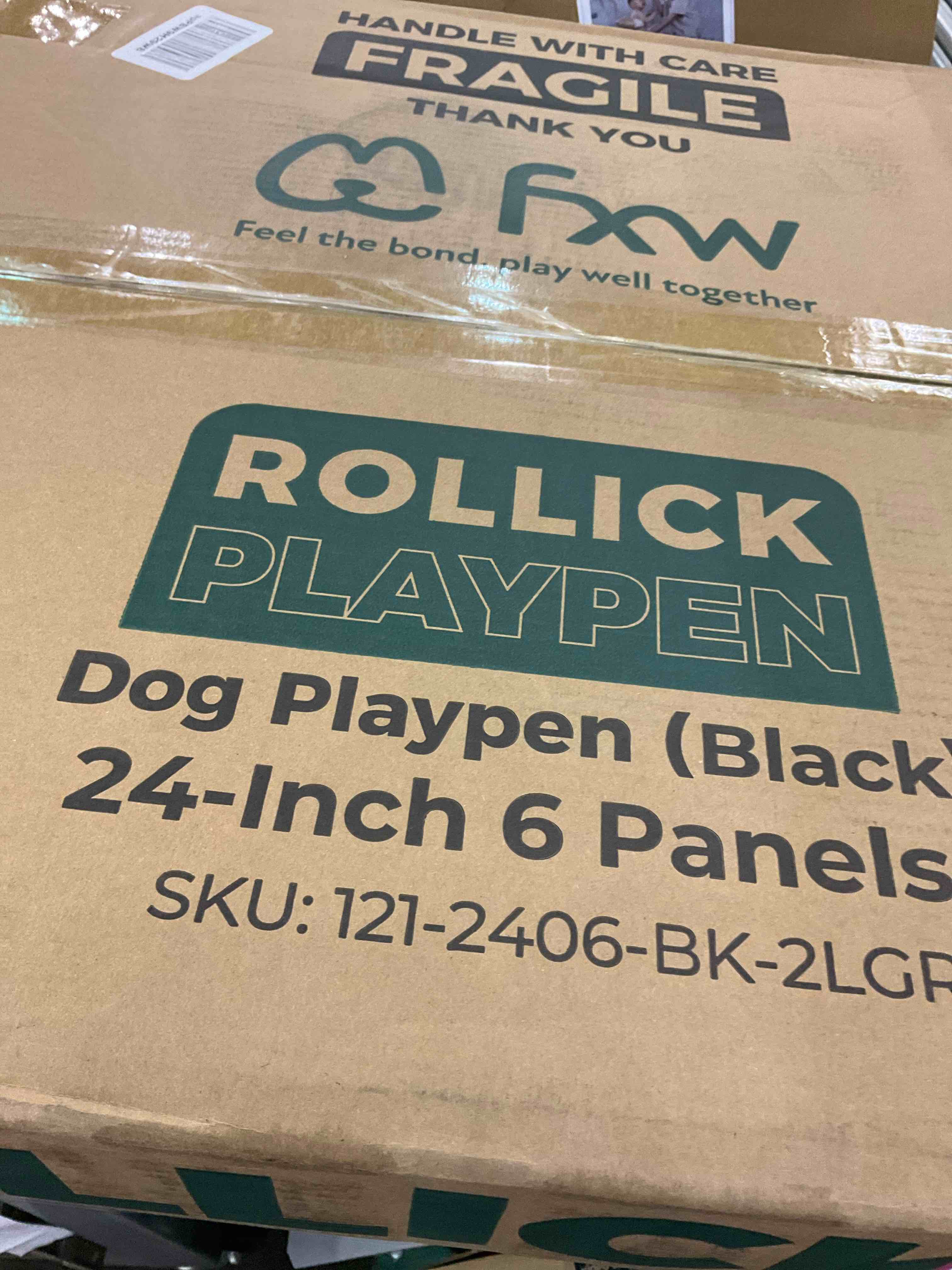 Fxw ROLLICK PLAYPEN Dog Playpen (Black)Jog Playpen (Blac 24-Inch 6 Pane 