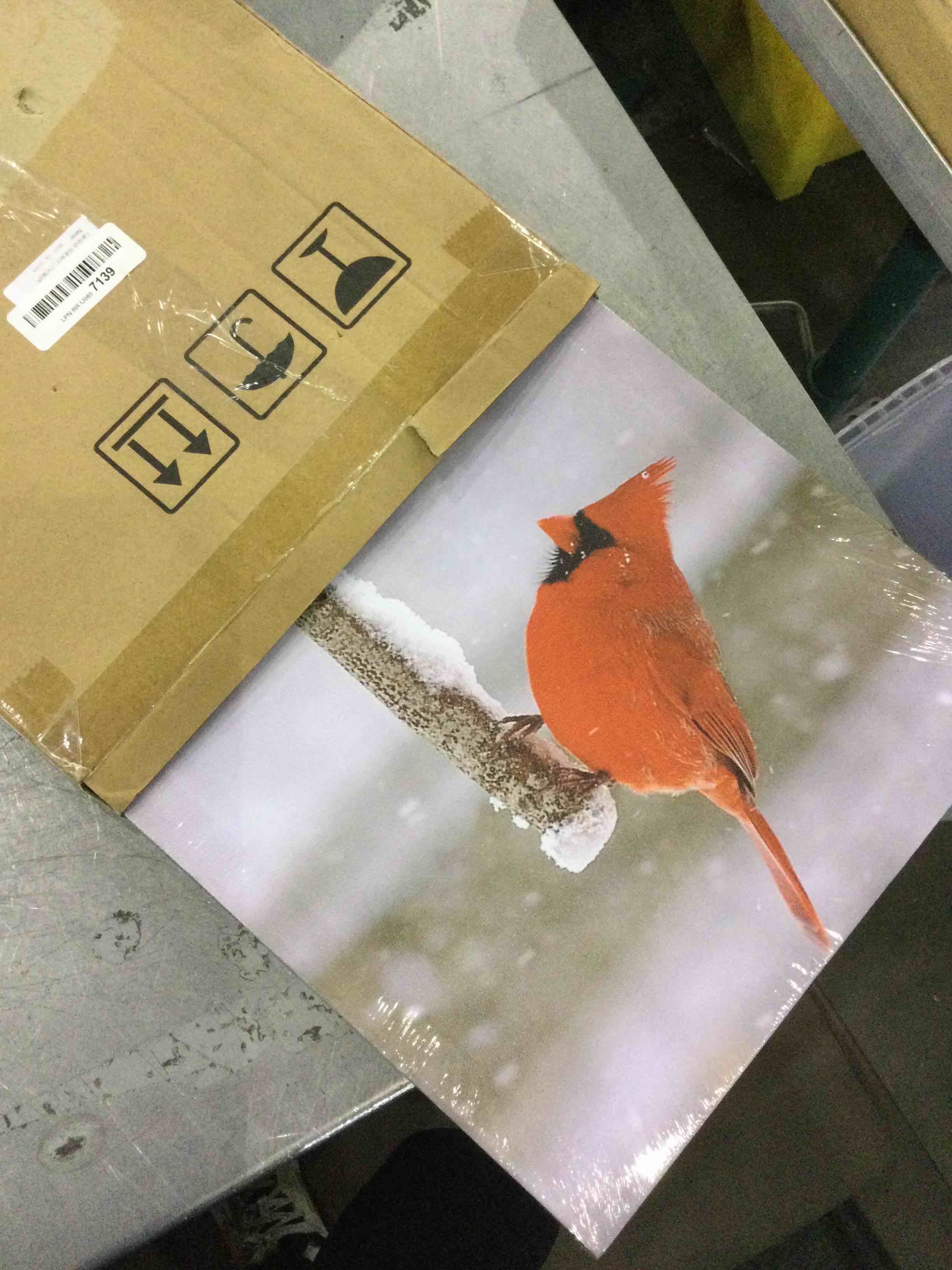 fengyuyi Cardinals Canvas Wall Art Prints - Cardinals in Snowy Winter Scene Christmas Decor Red Cardinals Picture Stretched and Framed Ready to Hang for Wall Decor12x16inch