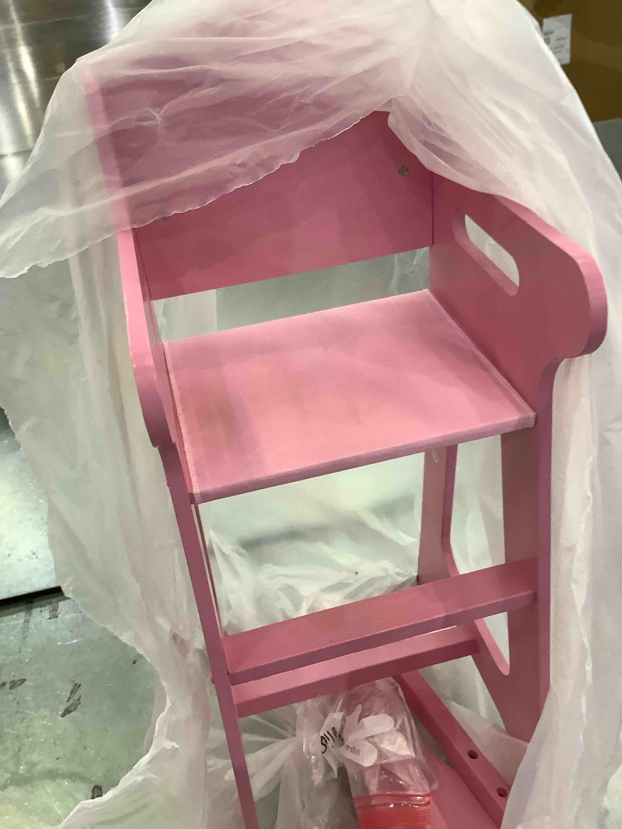 pink babydoll high chair wooden