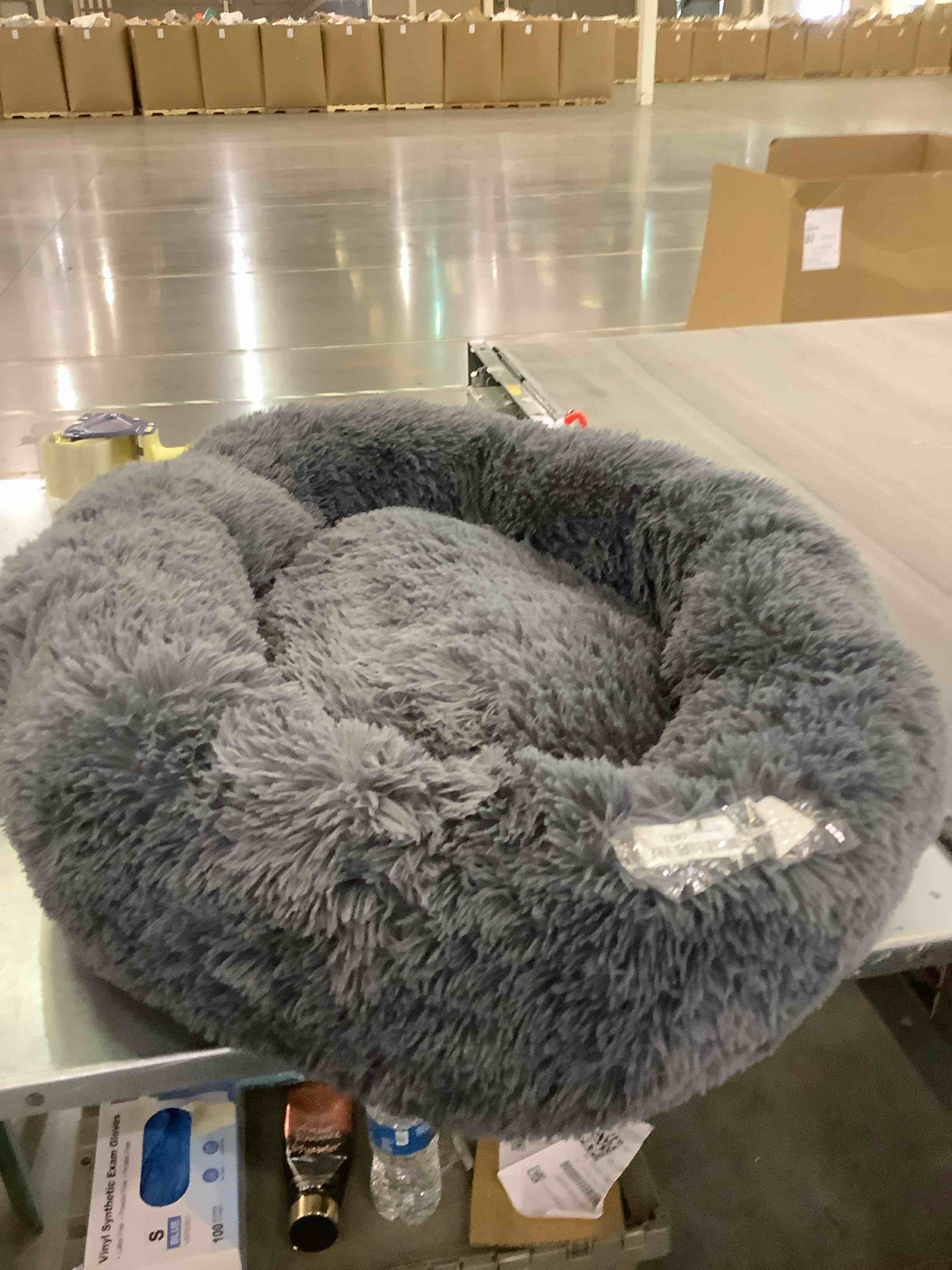 gray fluffy dog bed for big dog 