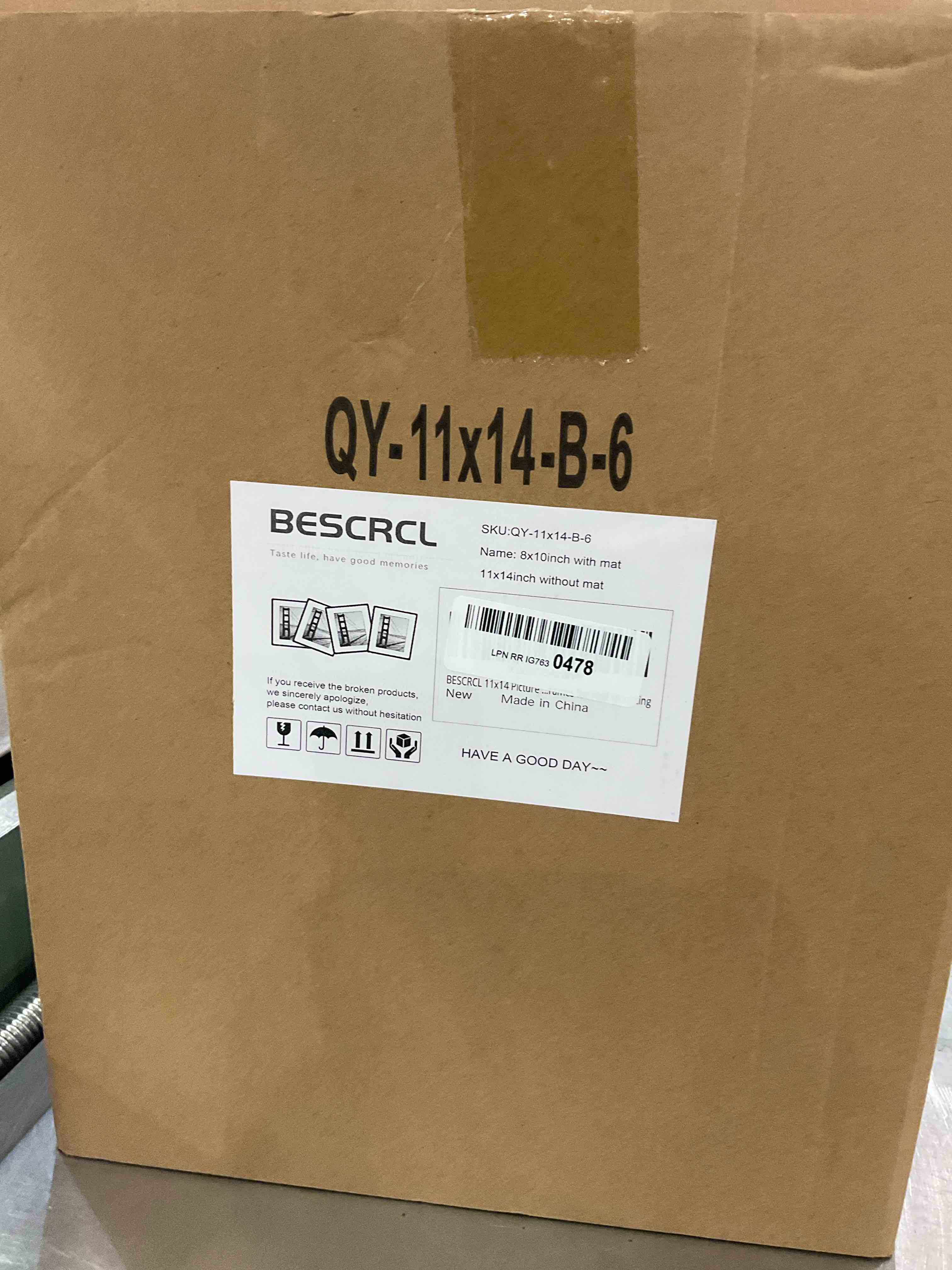 BESCRCL 11x14 Picture Frame Black Set of 6, Display Pictures 8x10 with Mat or 11x14 without Mat, Photo Frames for Wall Mounting