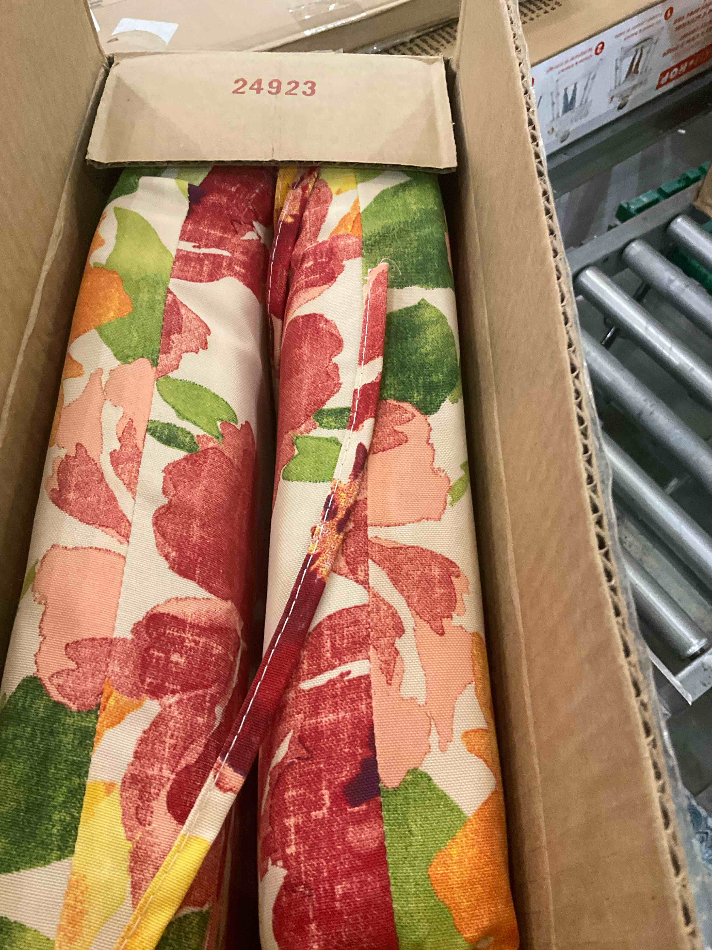 Pillow Perfect Bright Floral Indoor/Outdoor Solid Back 1 Piece Square Corner Chair Cushion with Ties, Deep Seat, Weather, and Fade Resistant, 36.5" x 18", Blue/Purple Gregoire, 1 Count