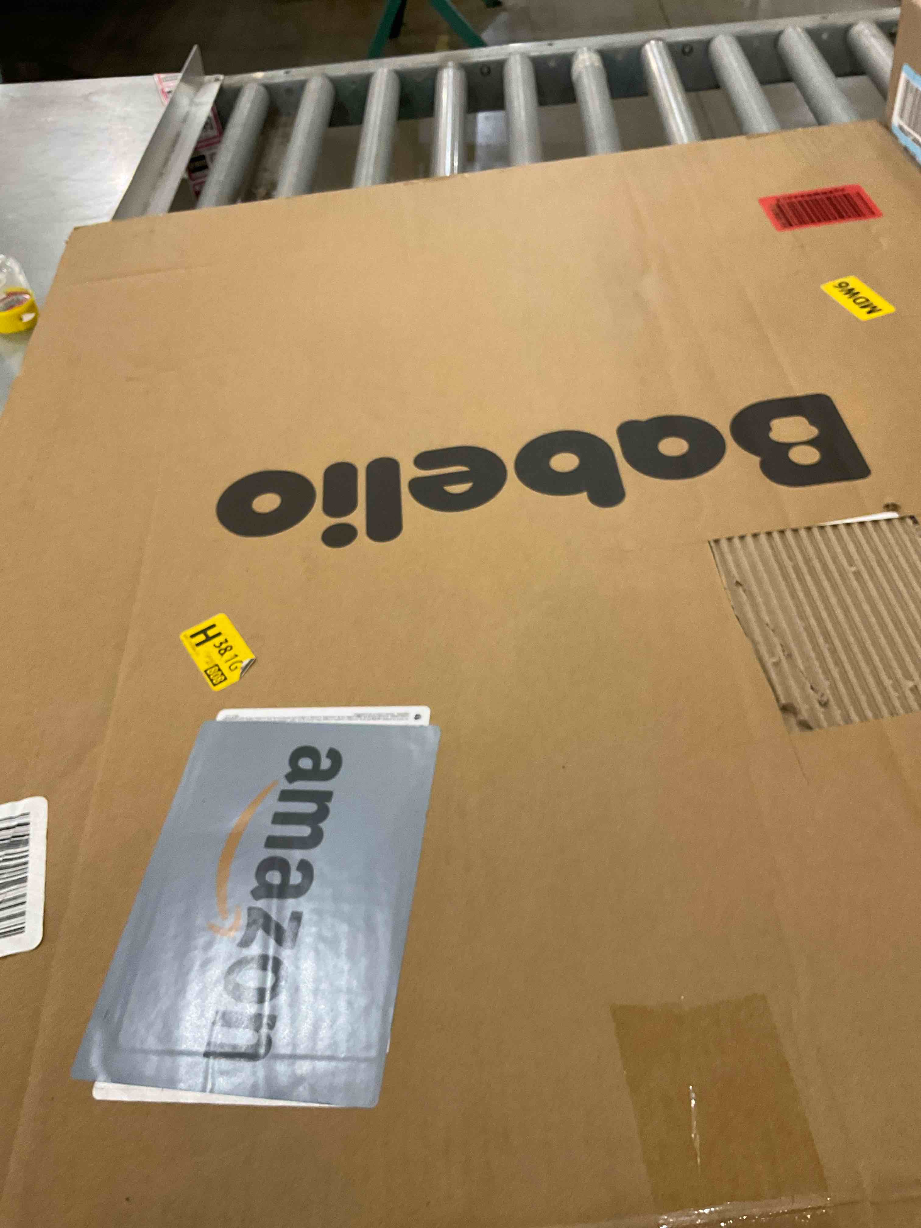 Babelio 26-43" Auto Close Baby/Dog Gate for Stairs, 2-in-1 Easy Swing Doorway and Hallway Pet Gate, with Extra-Wide Walk Thru Door and Threshold-Free Design, Gray