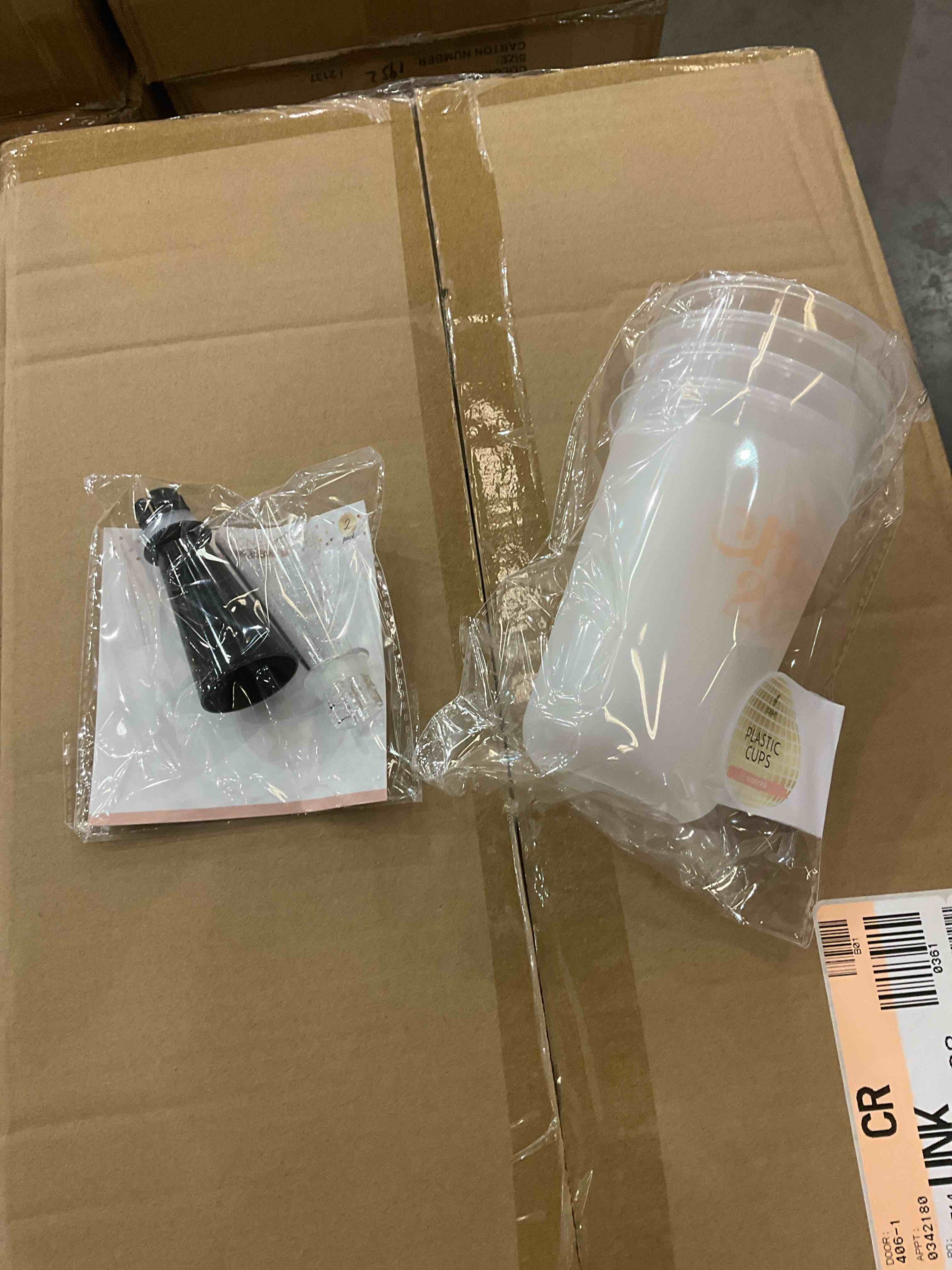 disposable drinkware, two pack champagne sippers and 4 count plastic cups