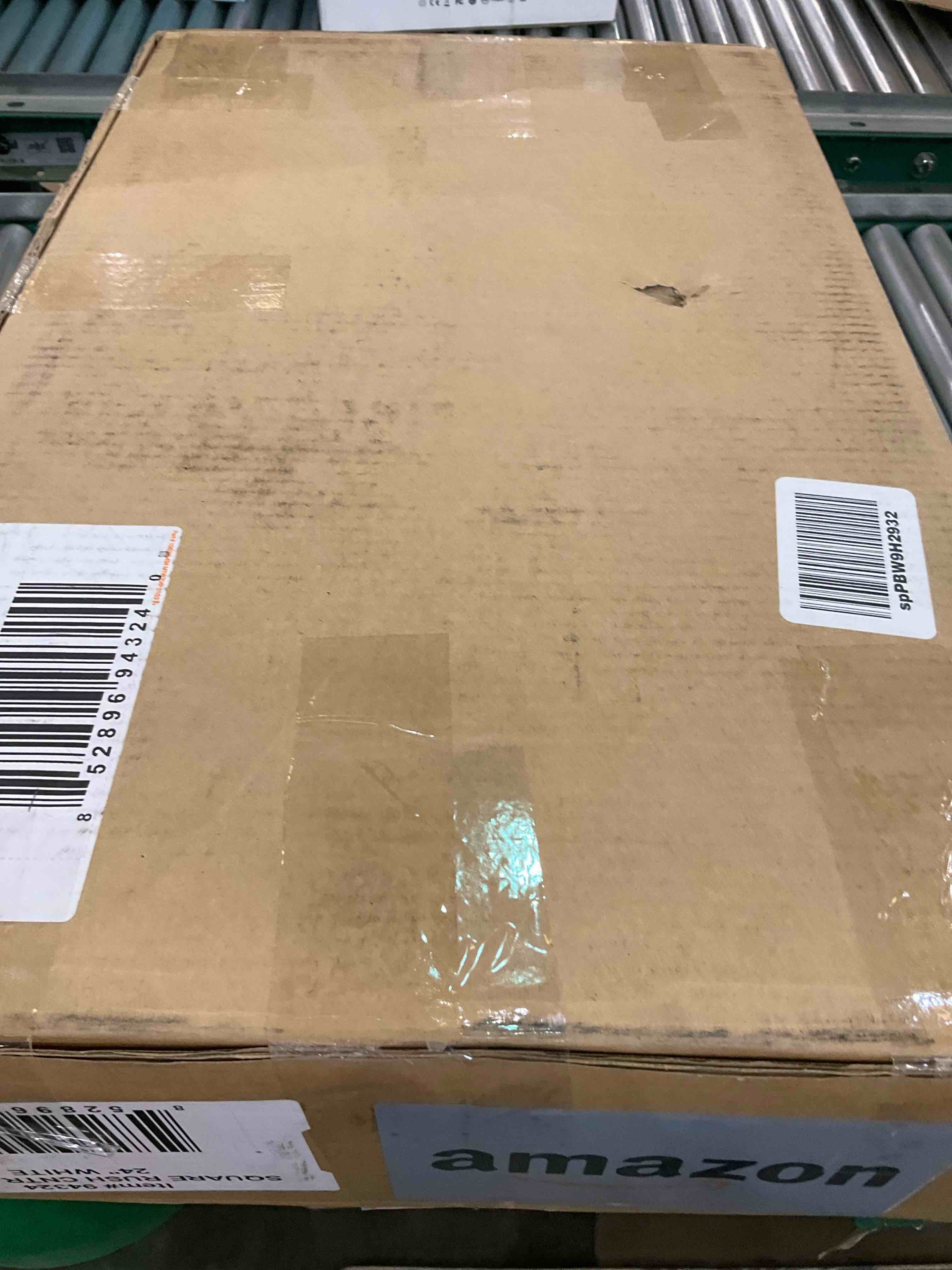 Boraam Square Rush Seat Counter Height Stool, 24-Inch, White