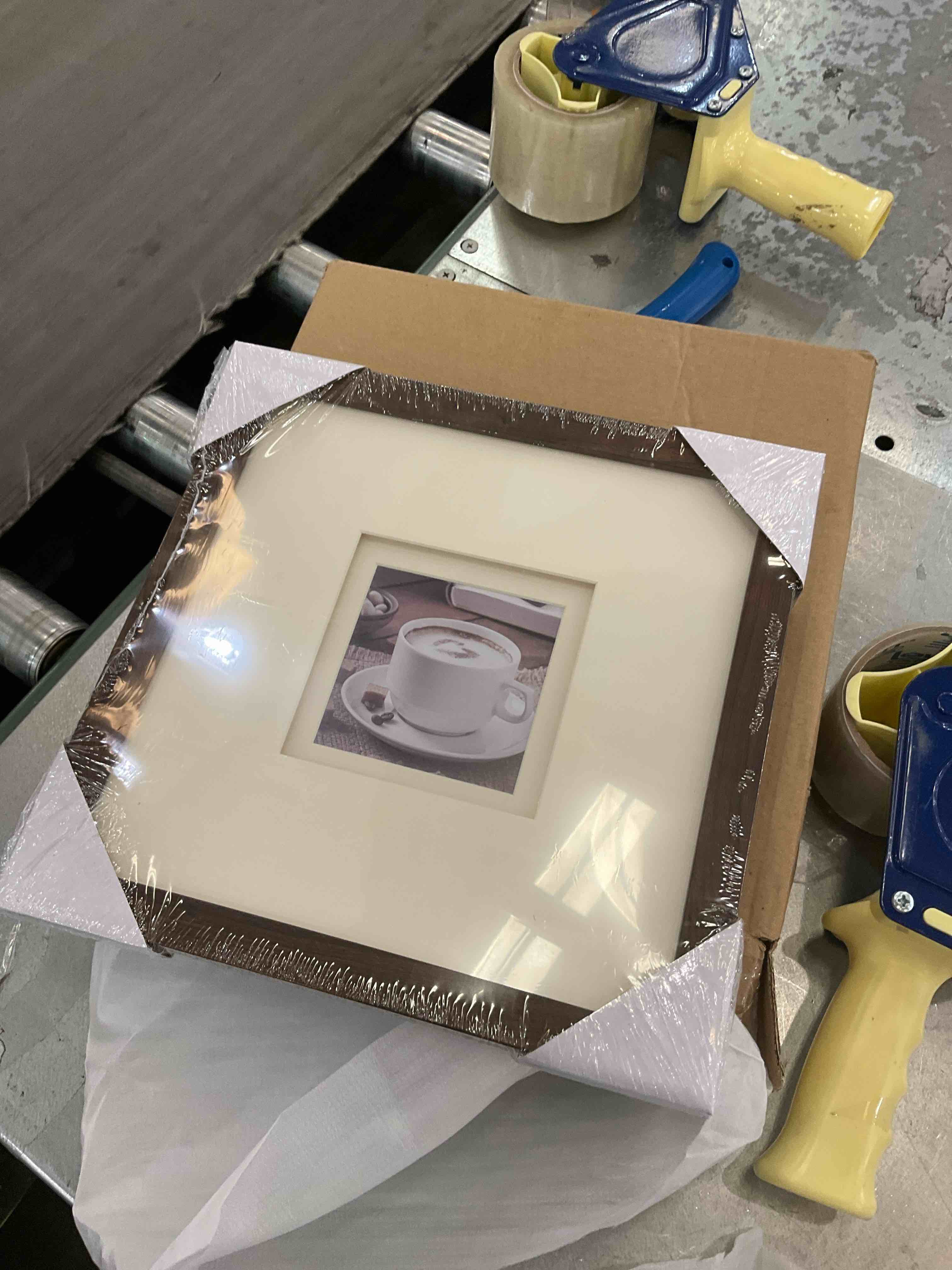 Yaetm 10x10 Square Picture Frame with Double Floating Ivory Mat 4x4, Brown Wood Grain Photo Frame with HD Tempered Glass, Gallery Wall Art Frame for Wall Mounting, 3 pack