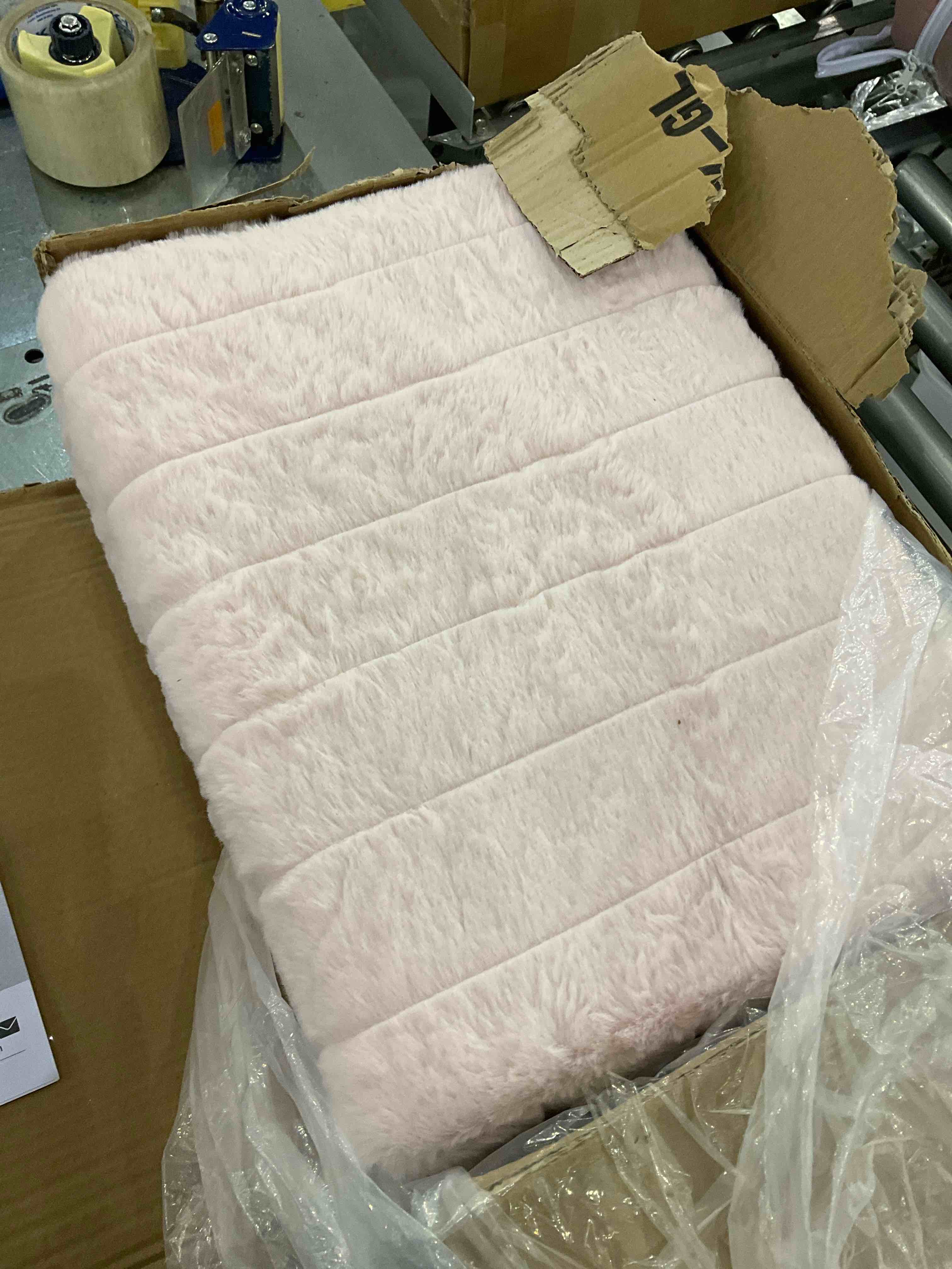 pink furry vanity stool