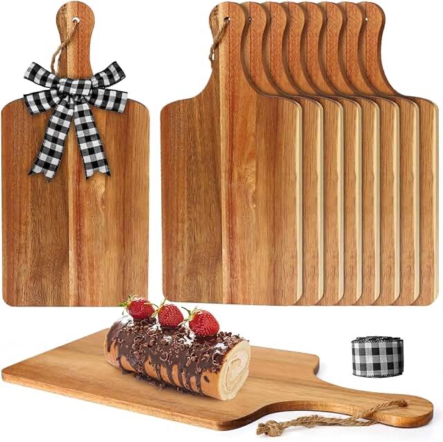 12 Packs Acacia Wood Cutting Board With Handle