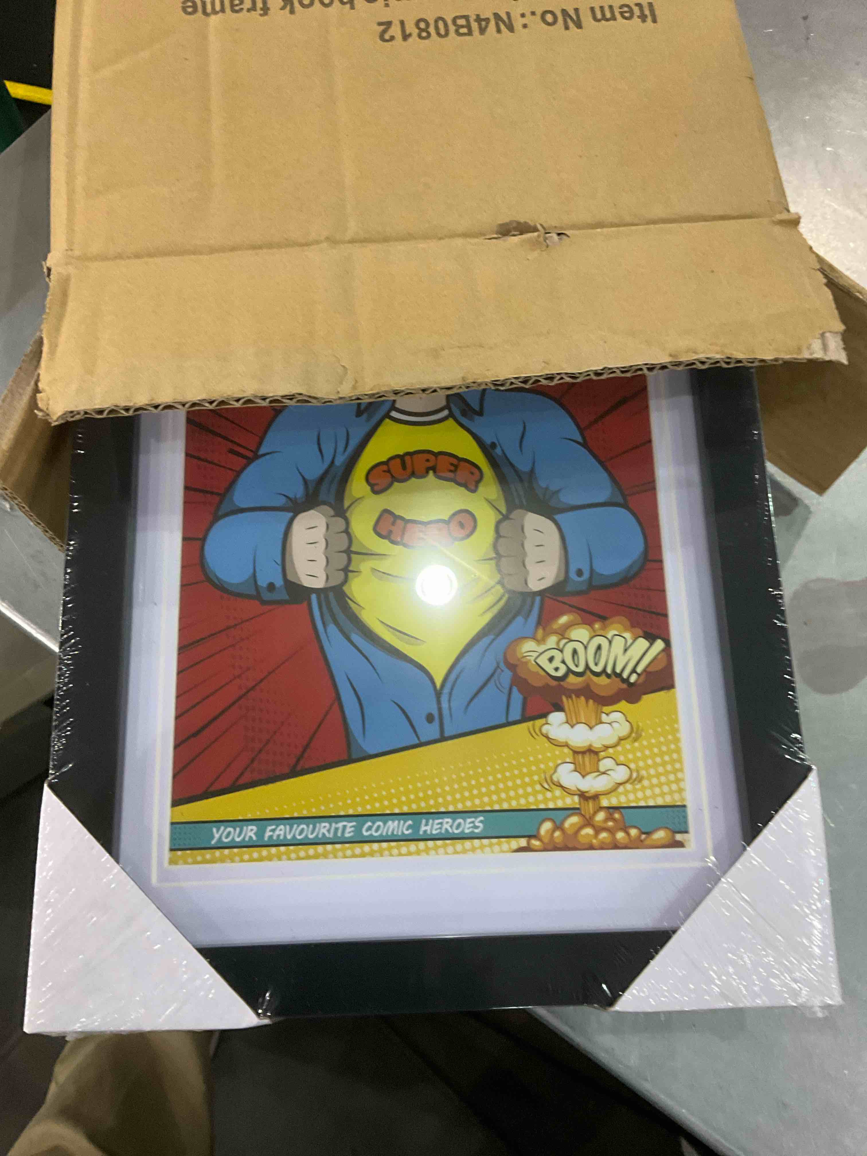 Comic Book Frame with Real Glass,4 Pack,UV Protection, Fits Current Comics up to 6 3/4" x 10 1/4", Fits with Comic Book Bags and Sleeves,Wall or Tabletop Display (Black Frame White Mat,4)