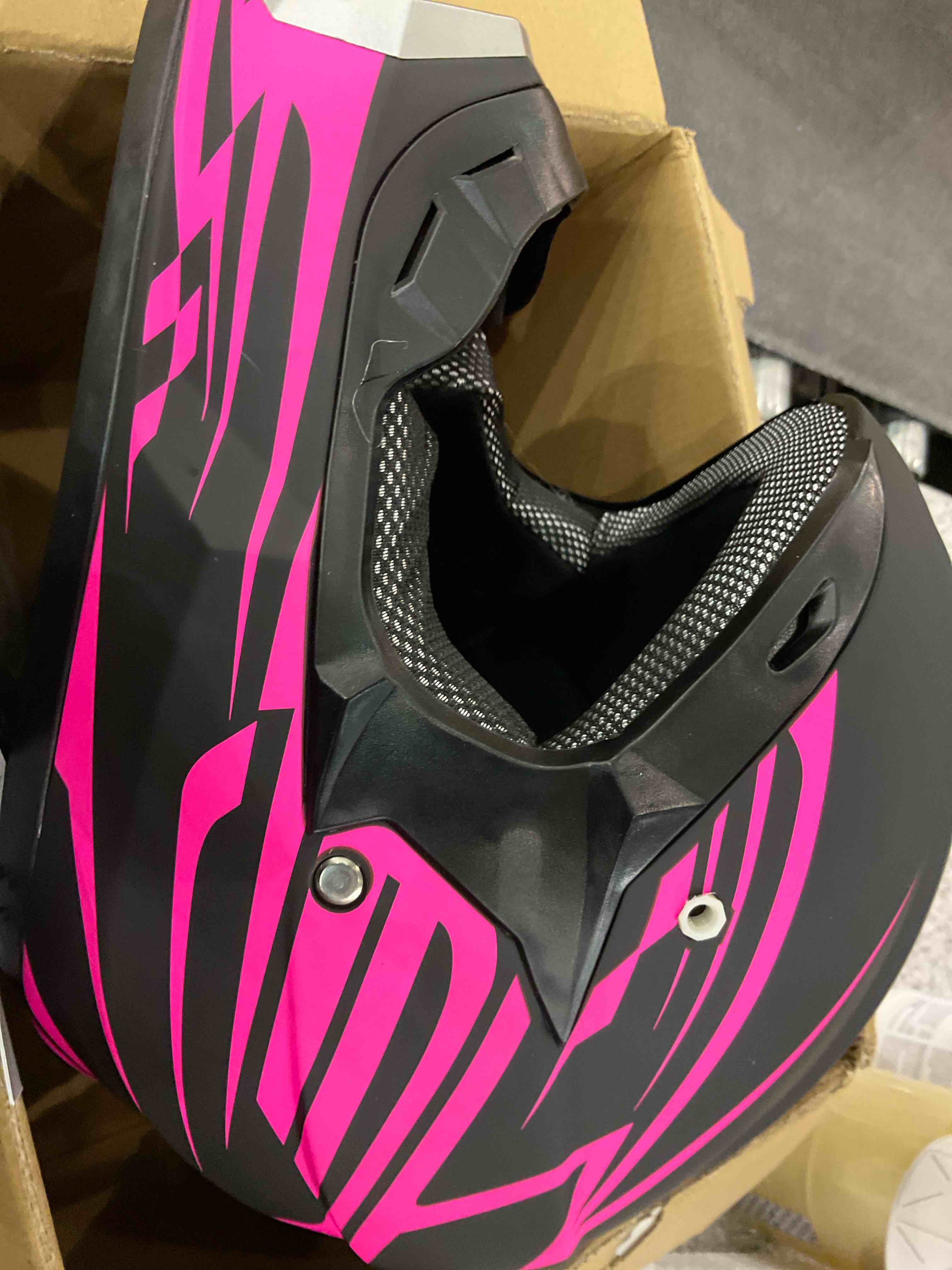 Youth Motocross Offroad Straps,Face Shield (Pink, Small)