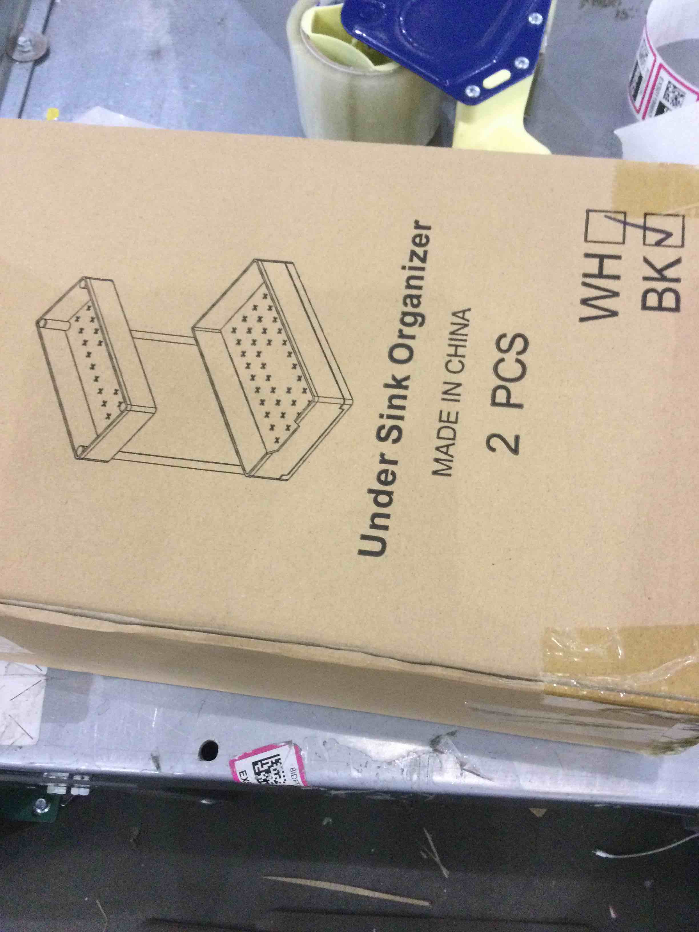 2 Pack Under Sink Organizer, IVMAIE 2 Tier Under Sink Storage with 4 Hooks, L-Shaped Sliding Under Cabinet Shelf with Stopper, Small Plastic Undersink Organizers for Kitchen Bathroom, Black