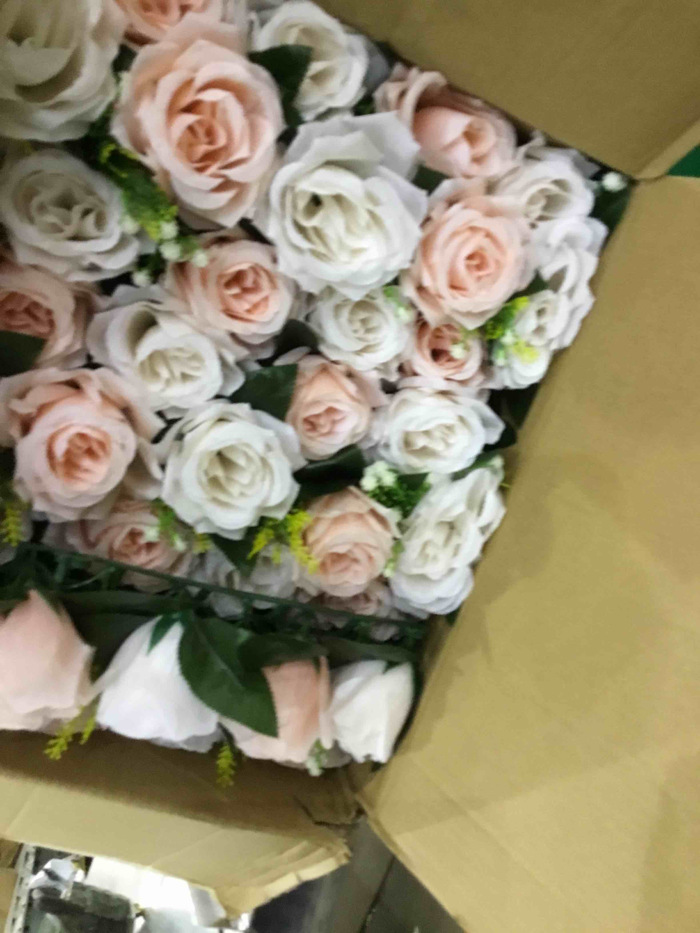 BLOSMON Artificial Flowers Wedding Centerpieces: Fake Flowers Decorations 10 Pcs Blush & Cream White Silk Floral Arrangement Dinning Table Runner Center Piece Rose Flower Room Reception Table Decor