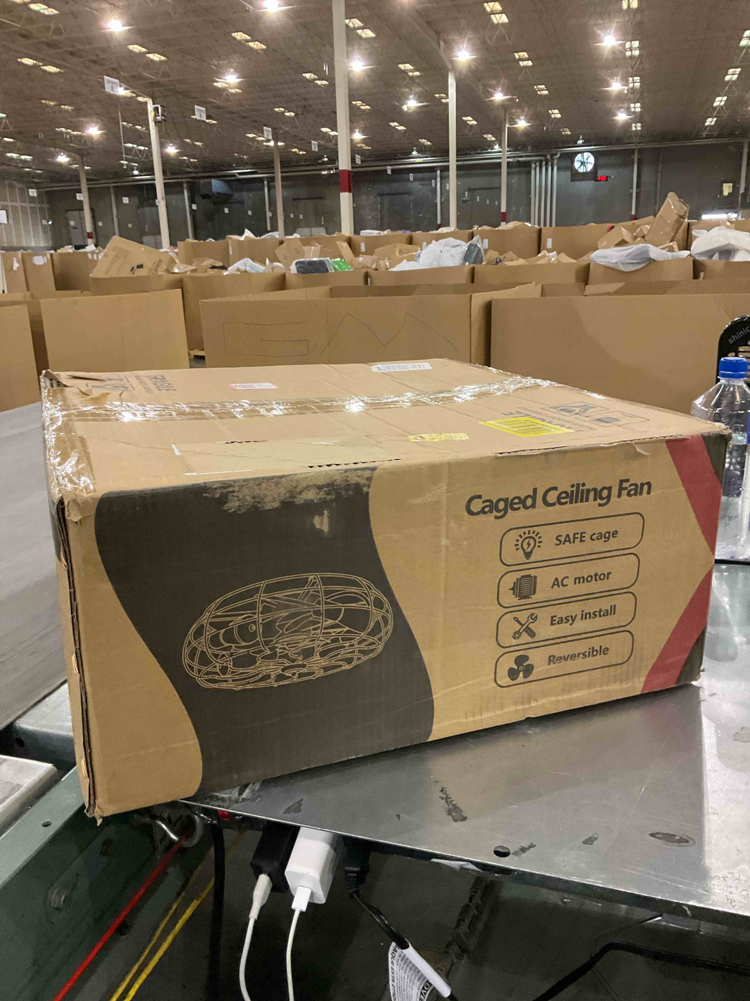 PAZALA Osciilating Ceiling Fans with Lights - 18 inch Caged Flush Mount Ceiling Fans with Remote, Black Square Ceiling Fan, Small Farmhouse Bladeless Ceiling Fan Light Fixture (E26 Base)