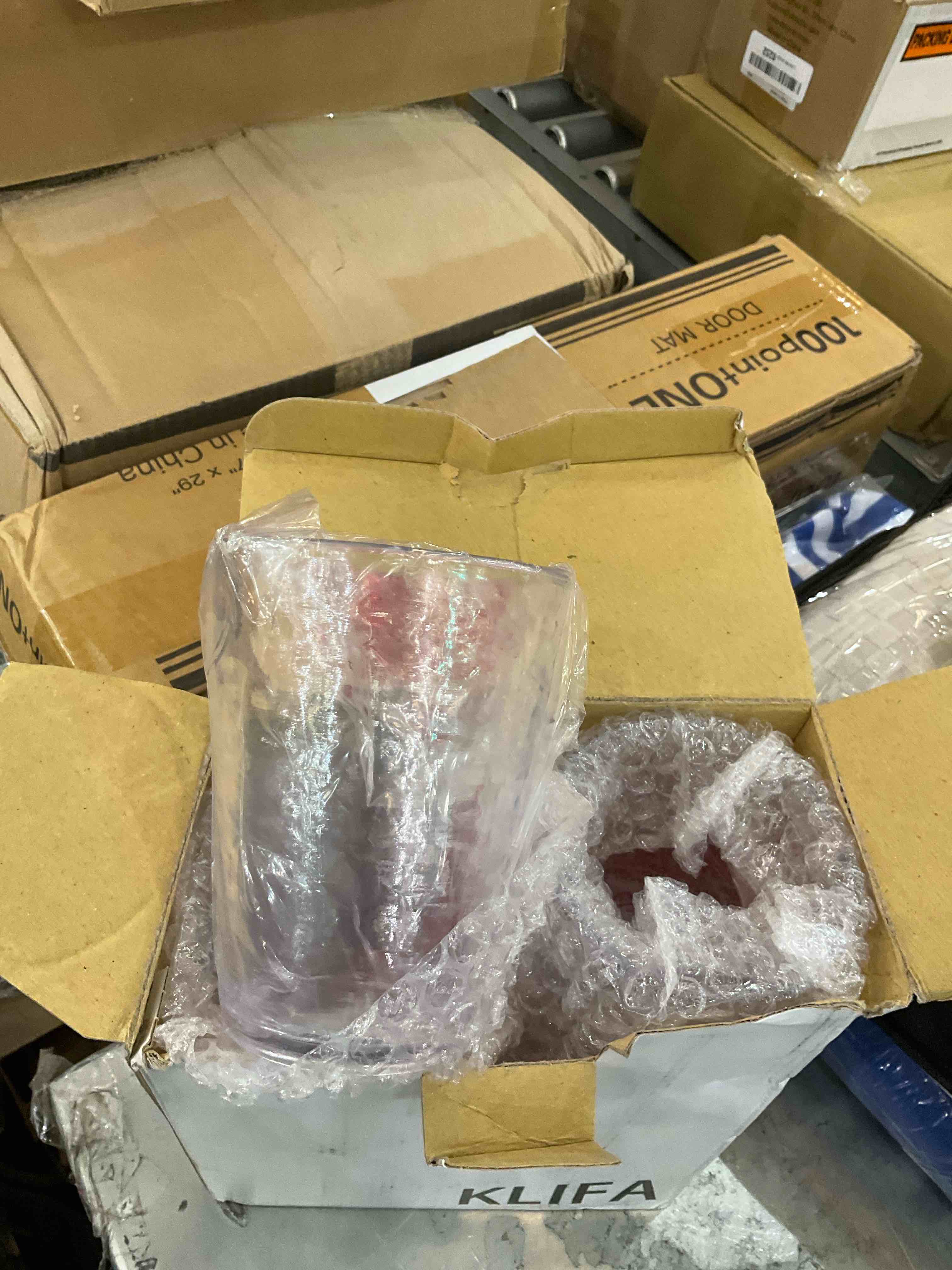 KLIFA- RIPPLE- 16 ounce, Set of 6, Acrylic Tumbler Drinking Glasses Cups, BPA-Free, Stackable Plastic Drinkware, Dishwasher Safe, Clear