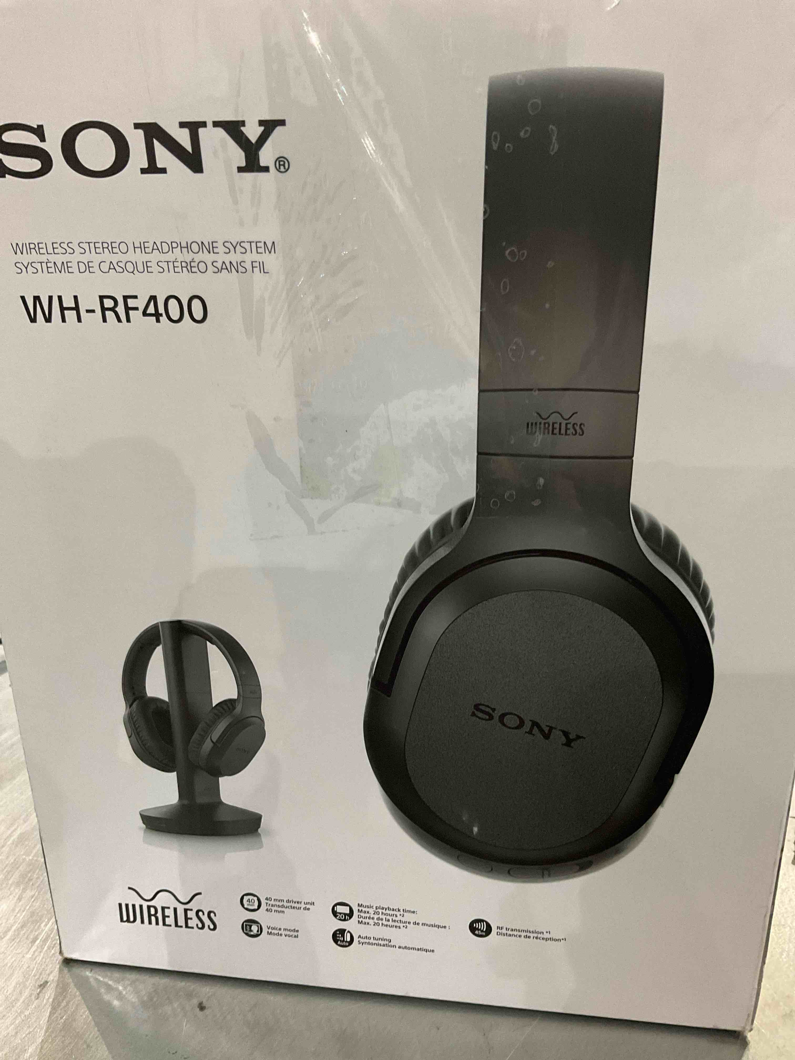 Sony WH-RF400 Wireless Home Theater Headphones Black Bundle with Tech Smart USA Audio Entertainment Essentials Bundle and 1 YR CPS Enhanced Protection Pack