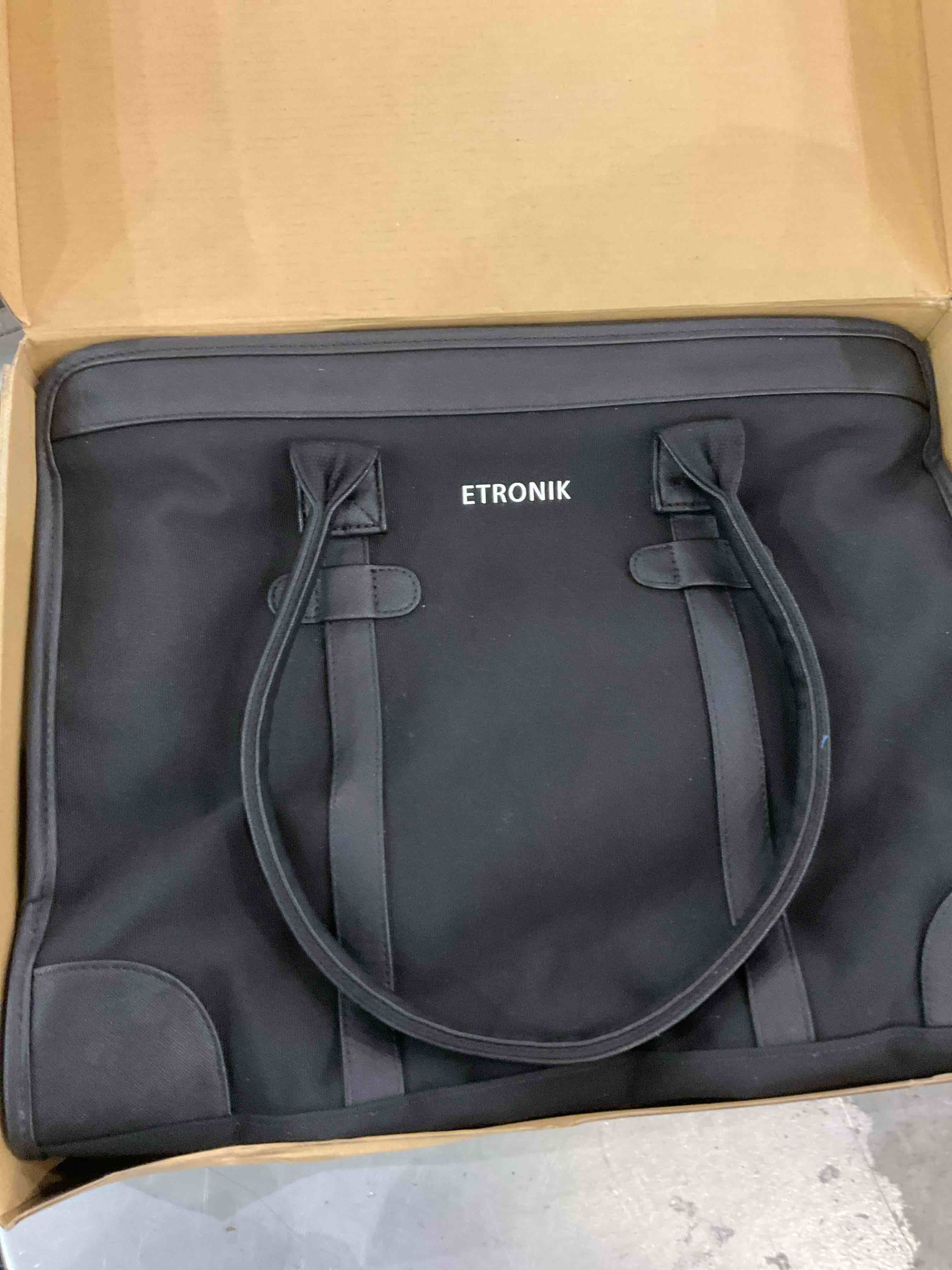 ETRONIK Laptop Tote Bag for Women 15.6 inch, Work Tote Bag Large Capacity Canvas Work Bags, Computer Tote Bag with Zipper, Shoulder, Crossbody, Handheld Bag for Business, Work, Travel, Casual, Black