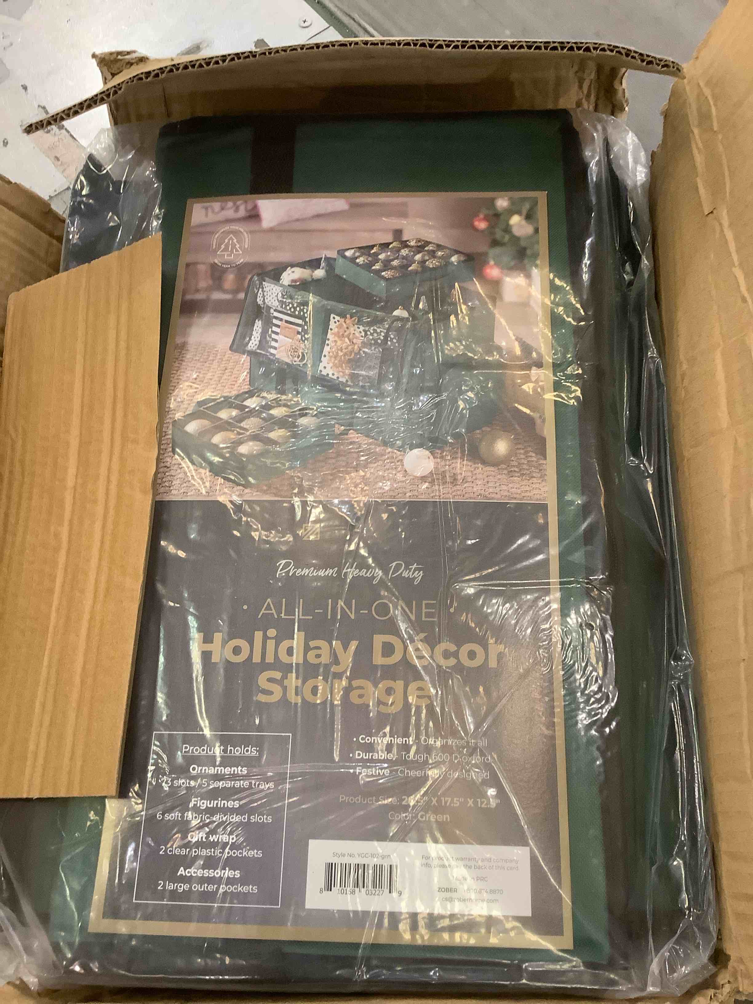 Zober Super Rigid 2-in-1 Christmas Ornament Storage Box & Xmas Figurine Container - Easy Access Removable Trays, Keeps 73 Holiday Ornaments - Adjustable Extent Area for Figurines and Pockets for Decoration