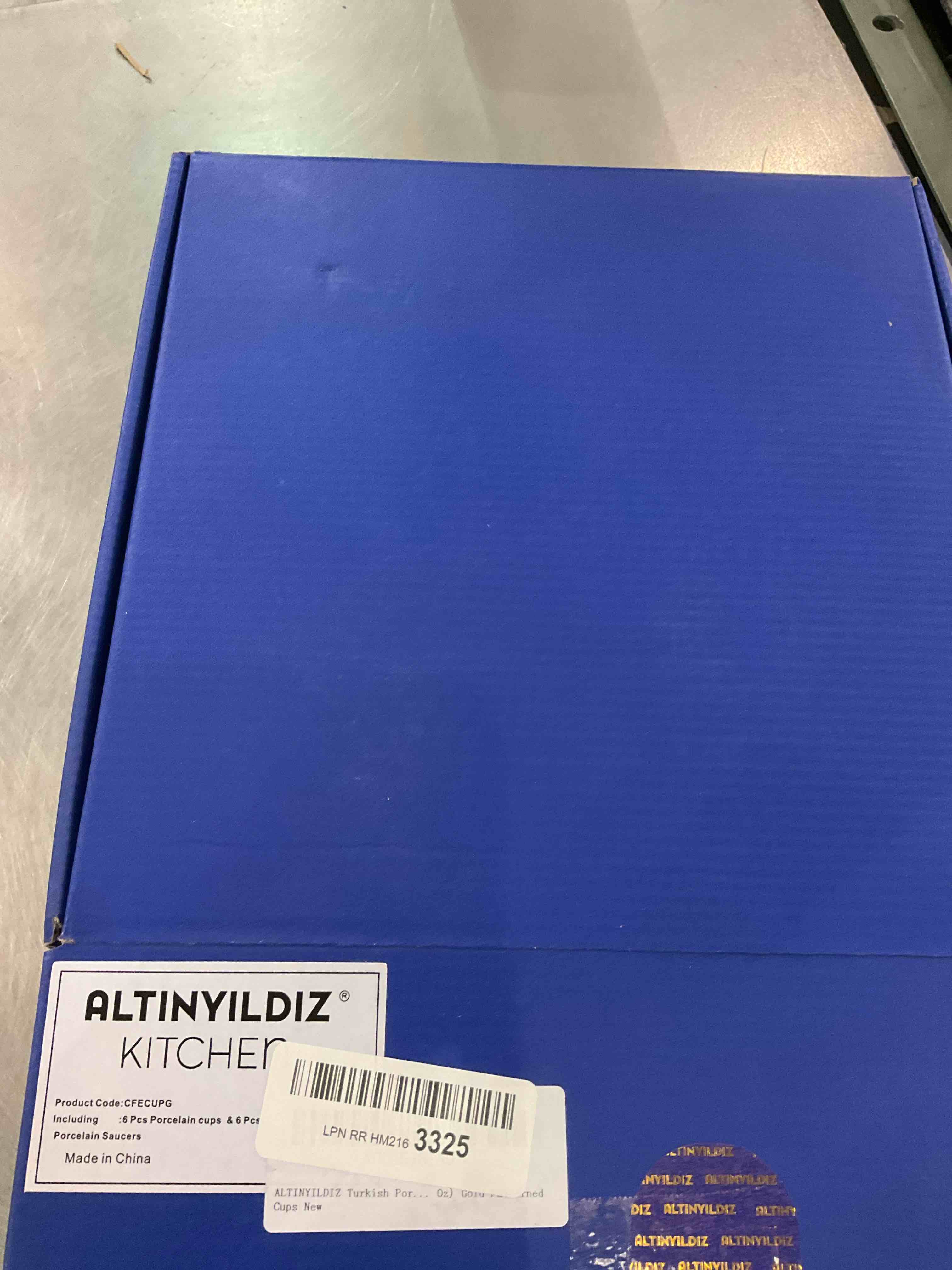 ALTINYILDIZ Turkish Porcelain Coffee Cup Set of 12, Cups and Saucers (3 Oz) Gold Patterned Cups