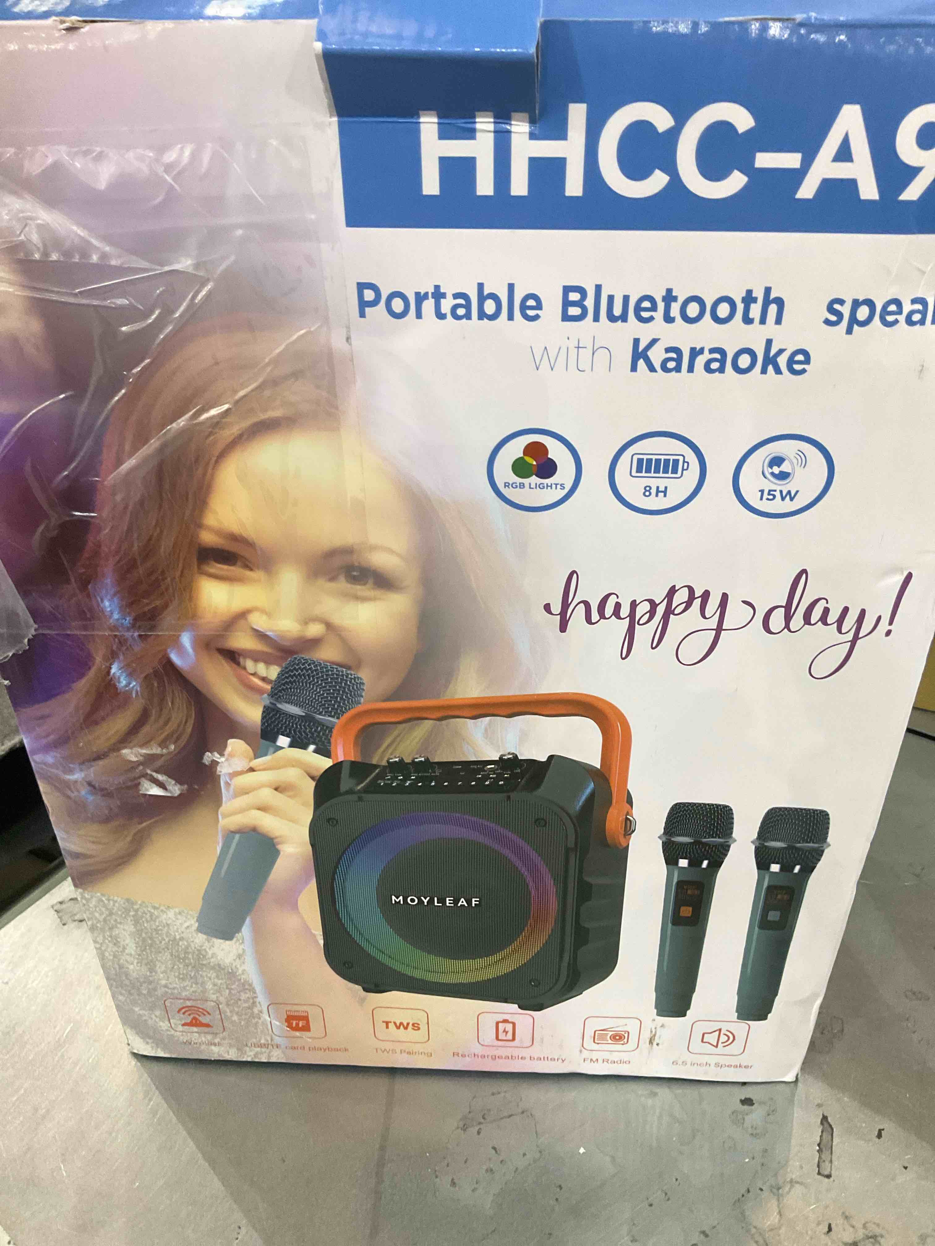 Karaoke Machine with Two Wireless Microphones, Portable Karaoke Machine for Adults & Kids, Karaoke Microphone with PA System, LED Lights, Karaoke Speaker Supports for TF Card/USB, AUX in, FM, REC,TWS