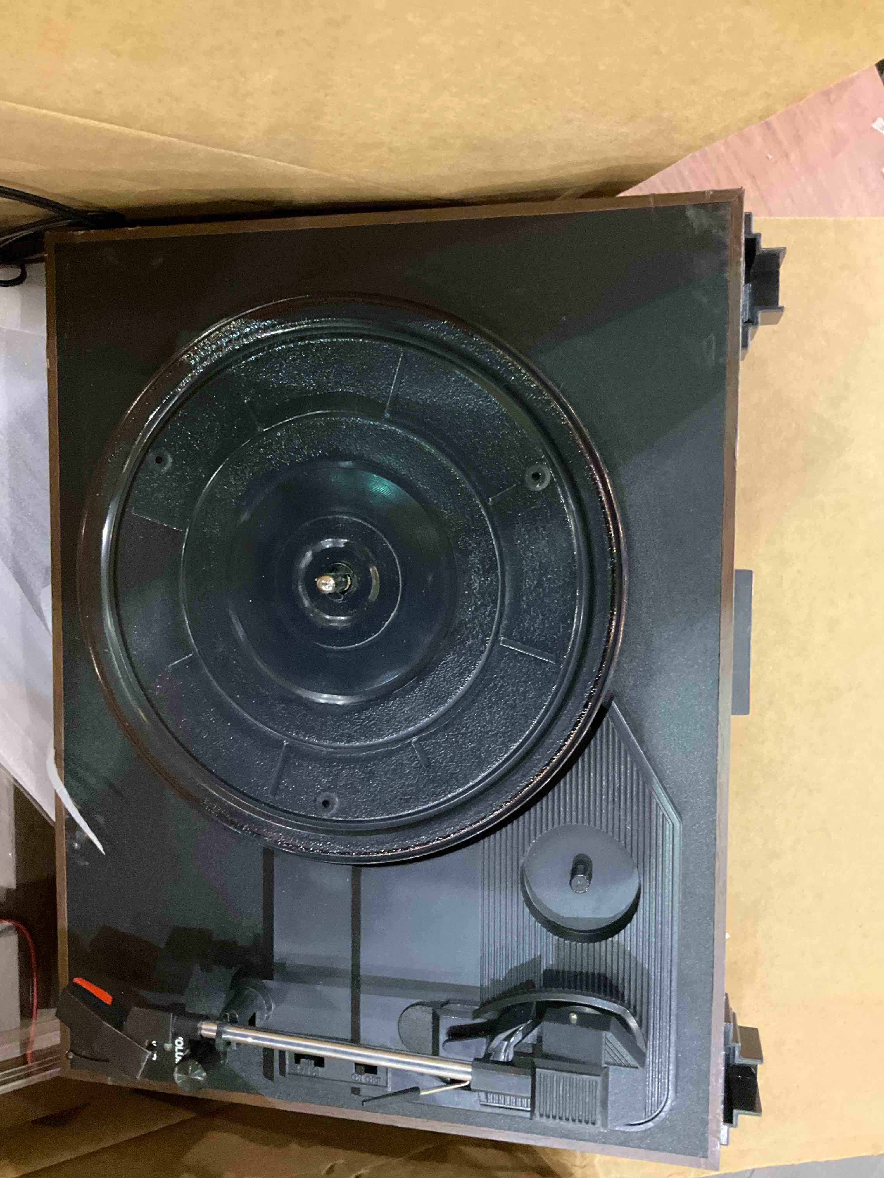 Record Player for Vinyl with External Speakers, Belt-Drive Turntable Dual Stereo Speakers Vintage LP Support 3 Speed Wireless AUX Headphone Input Auto Stop Music Lover Wood Brown