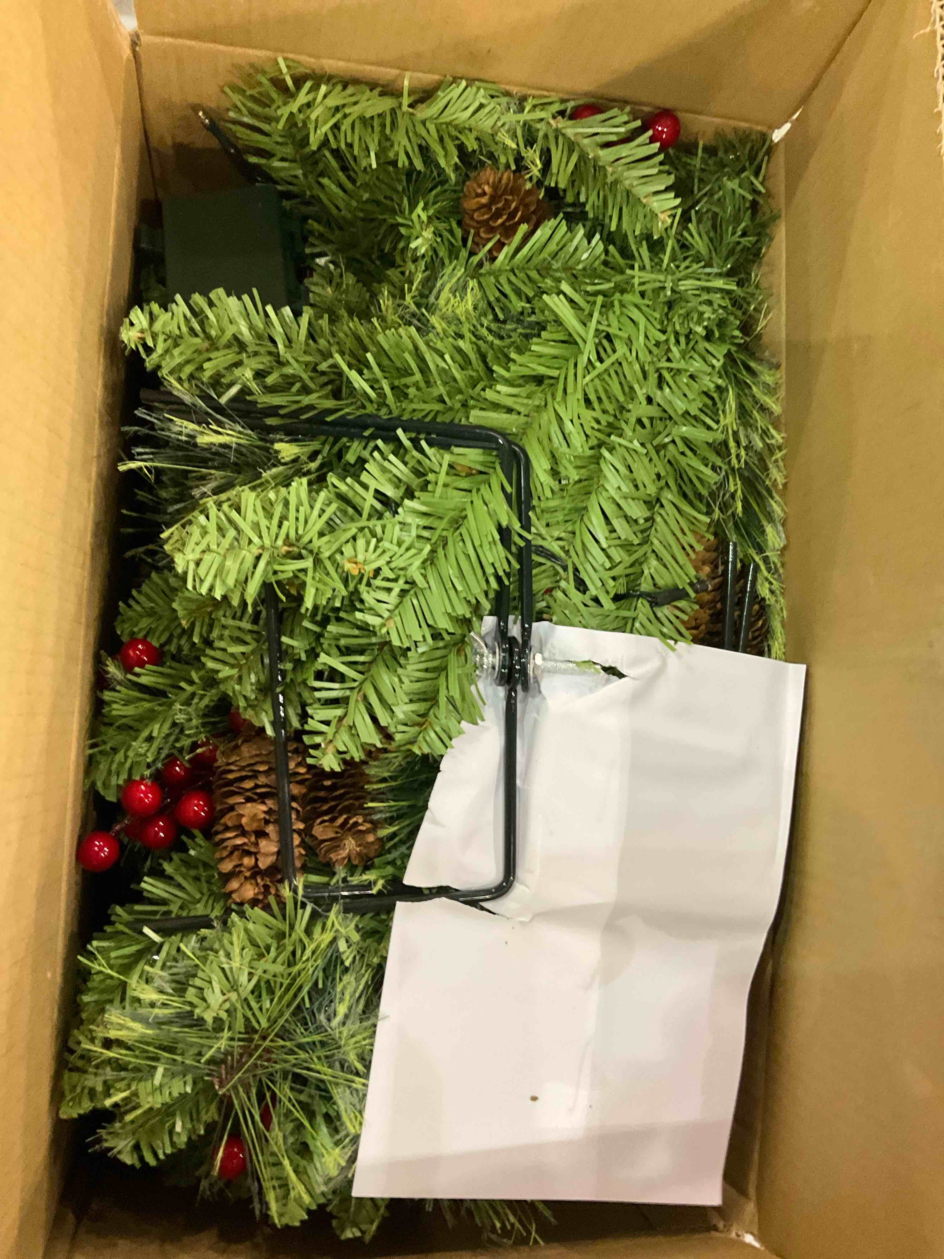 HomeKaren Christmas Tree 30 inch Prelit 2 Set Pathway Porch Christmas Trees Pre-Light LED Battery Operated Outdoor Xmas Decor for Entrance Driveway, Yard, Garden, Red Berries, Pine Cones