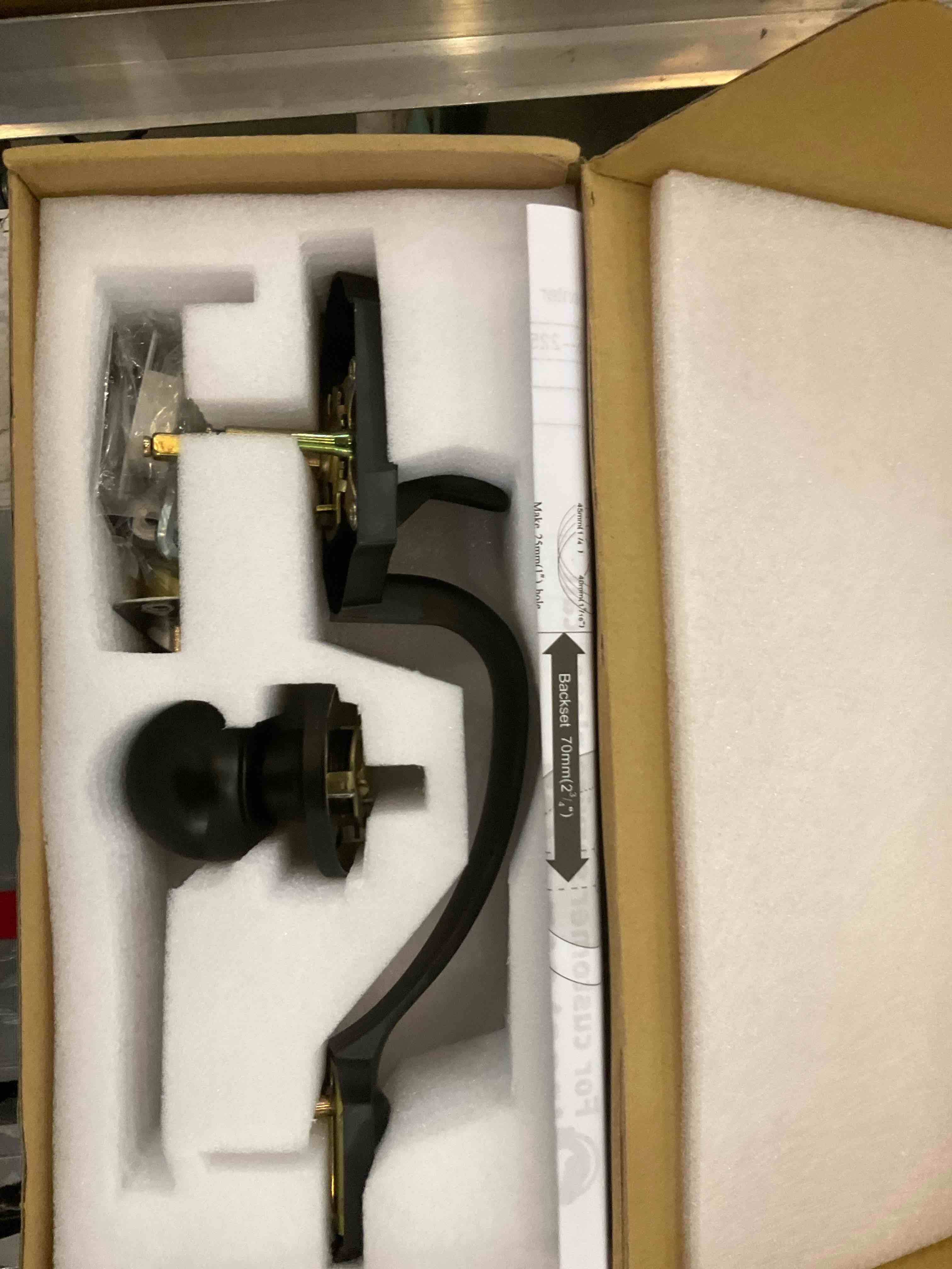 Front Door Handleset Entry Door Handle Set with Cove Knob for Right and Left Handed Sided Doors, Interior and Exterior Entrance Passage Lock Matte Black