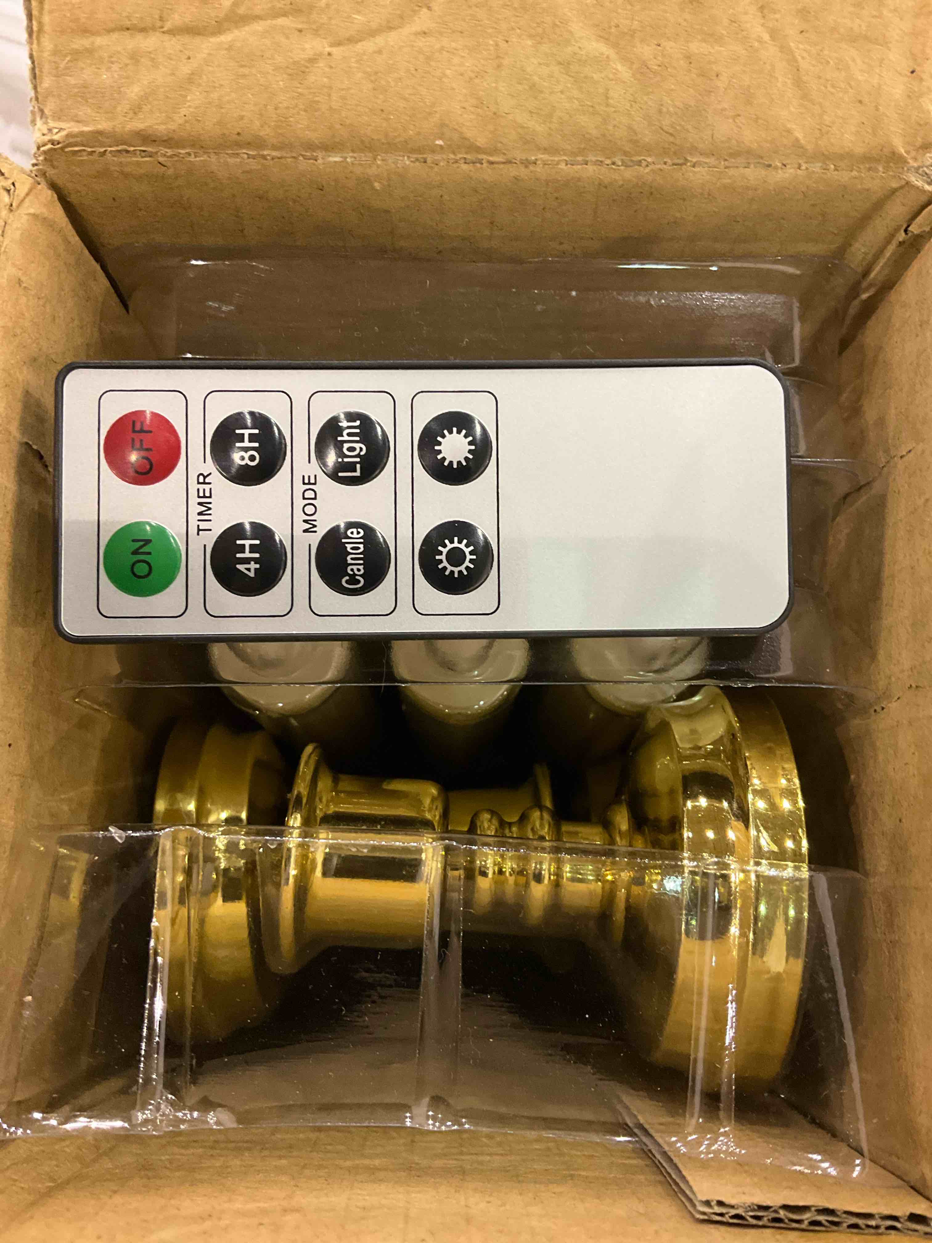 DRomance Ivory Flameless LED Window Taper Candles Battery Operated with Remote and Timer Dimmable Flickering Light Dinner Wedding Christmas Holiday Decor LED Candles(6 Pack Gold Holder Included)