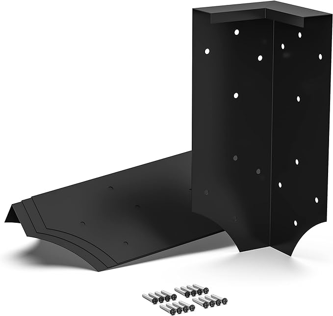 Raised Garden Bed Corner Brackets with Securing Lip | Fits Lumber up to 2 Inch x 12 Inch in Size | Set of 4 | DIY Flower or Vegetable Garden | Black