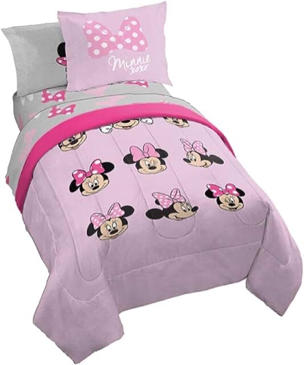 Jay Franco Disney Minnie Mouse Faces 7 Piece Full Bed Set - Includes Comforter & Sheet Set Bedding - Super Soft Fade Resistant Microfiber - (Official Disney Product)