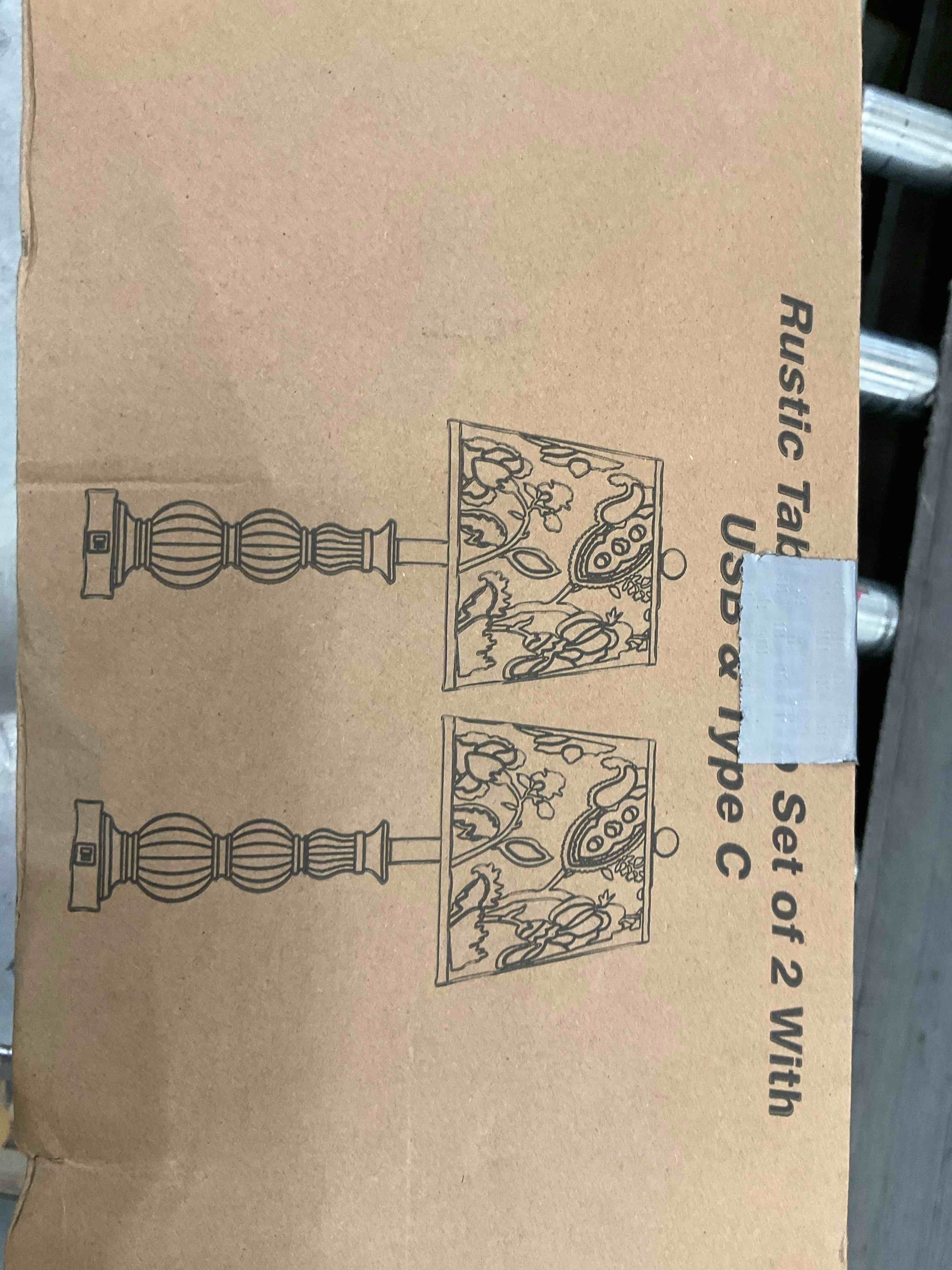 LOKHOM Farmhouse Table Lamps Set of 2, 26" Tall Rustic Bedside Lamps with USB & USB-C, Retro White Table Lamp with Floral Print Lampshade Vintage Nightstand Lamps for Living Room Bedroom Office