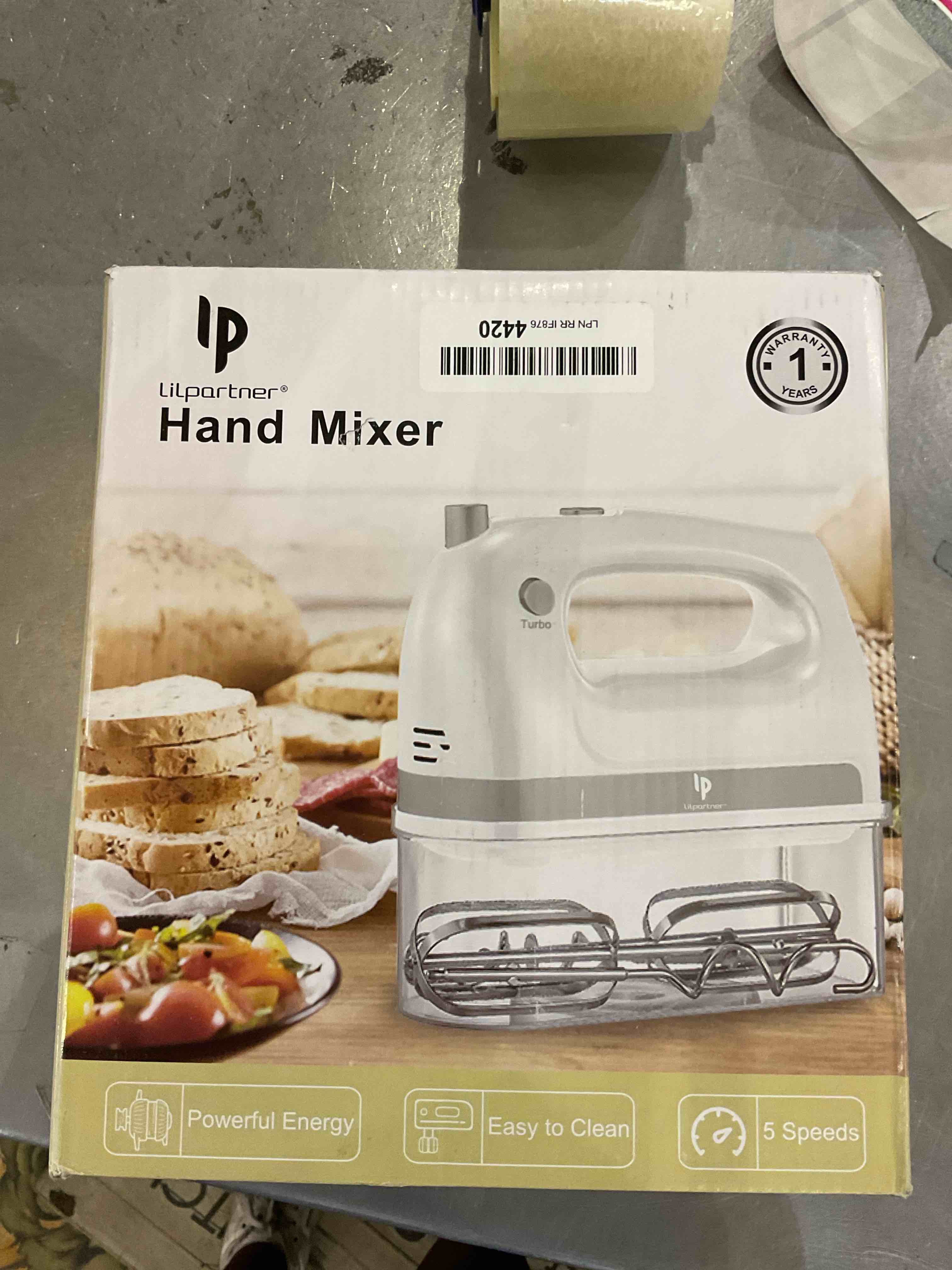 LILPARTNER Hand Mixer Electric, 400W Food Mixer Handheld Mixer With 2x5 Speeds, Storage Box, 5 Stainless Steel Accessories Kitchen Mixer for Cream With Cord, Dishwasher Safe
