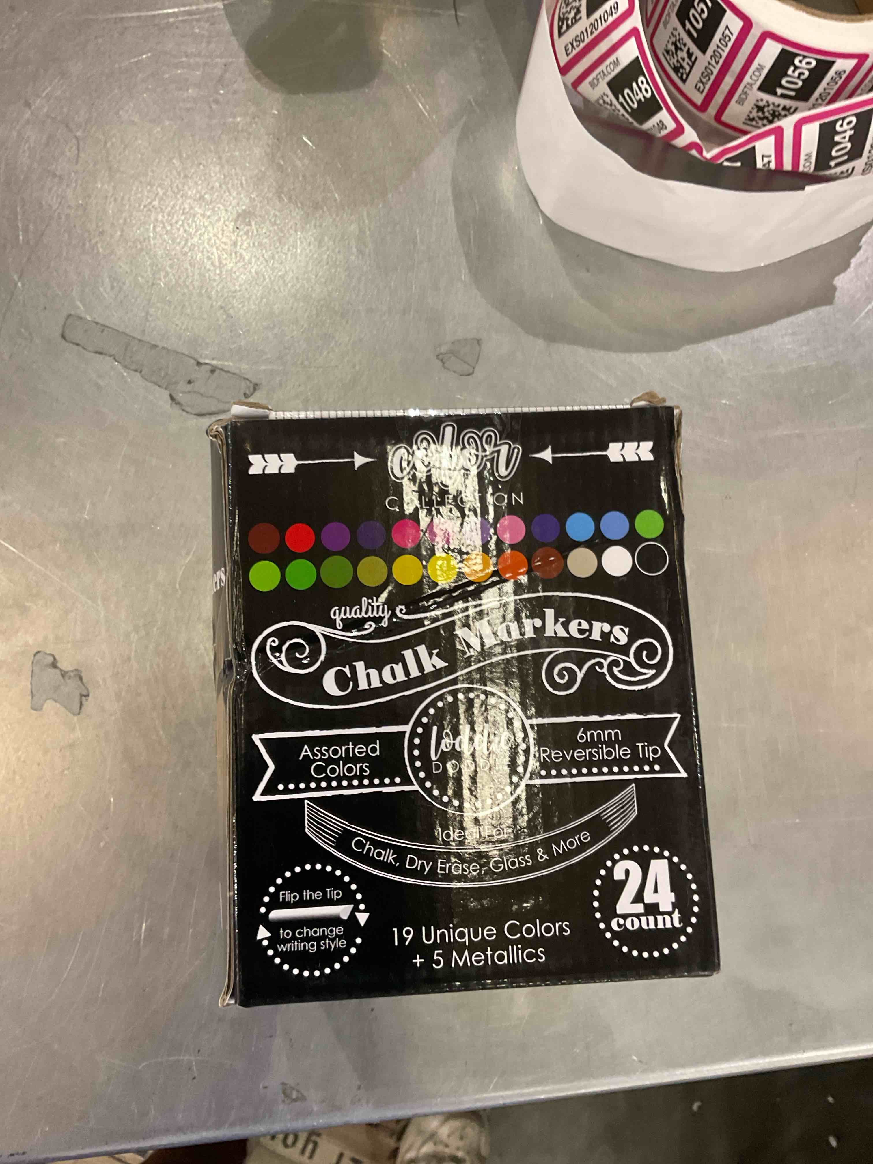 Loddie Doddie Liquid Chalk Markers | Dust Free Chalk Pens - Perfect for Chalkboards, Blackboards, Windows and Glass | 6mm Reversible Bullet & Chisel Tip Erasable Ink (Pack of 24)