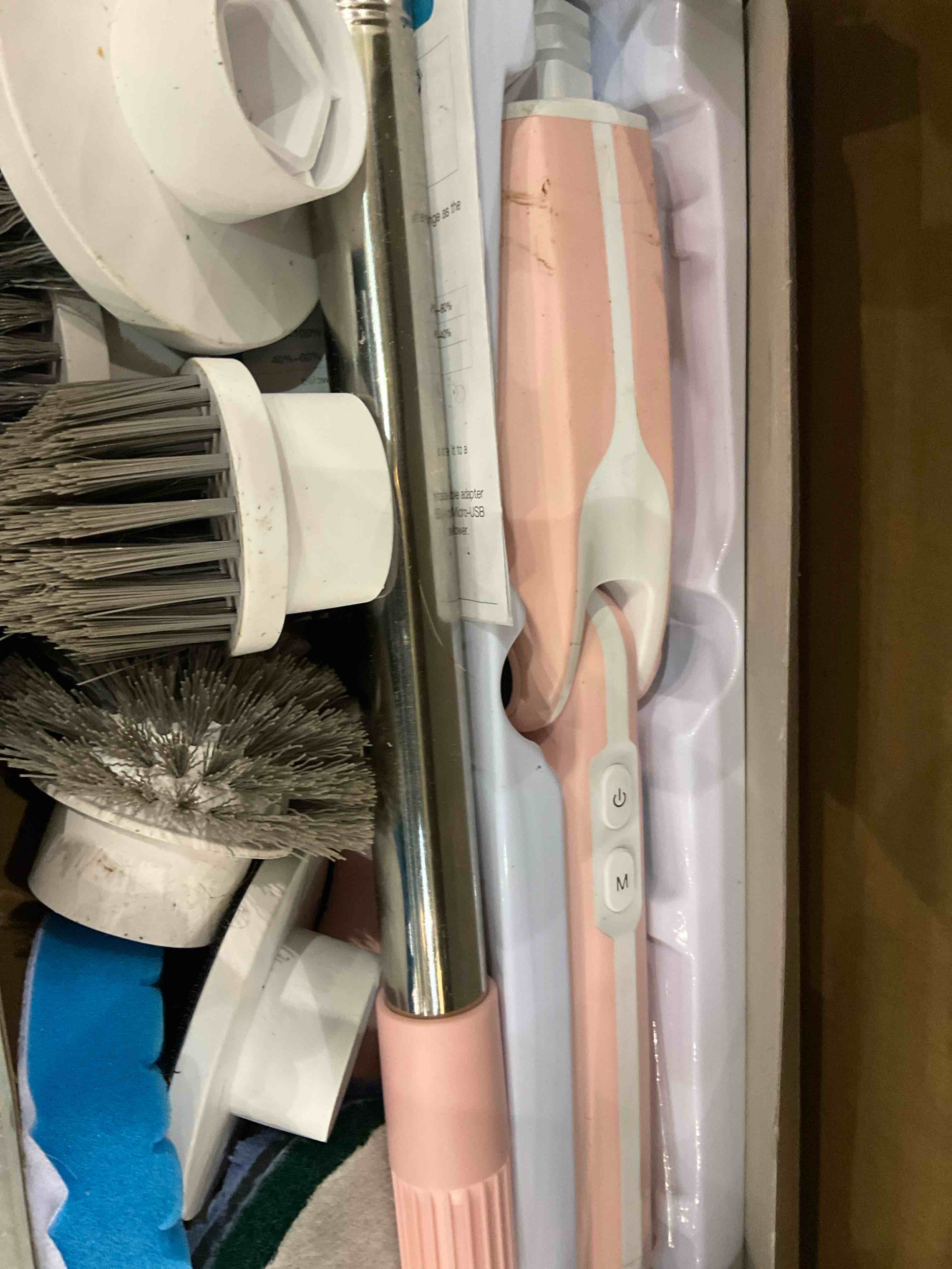 Leebein Electric Spin Scrubber, 2024 Upgraded Electric Scrubber for Cleaning, Spin Scrubber with Long Handle & 8 Replaceable Brush Heads, Remote Control Shower Cleaner Brush for Bathroom, Floor(White)