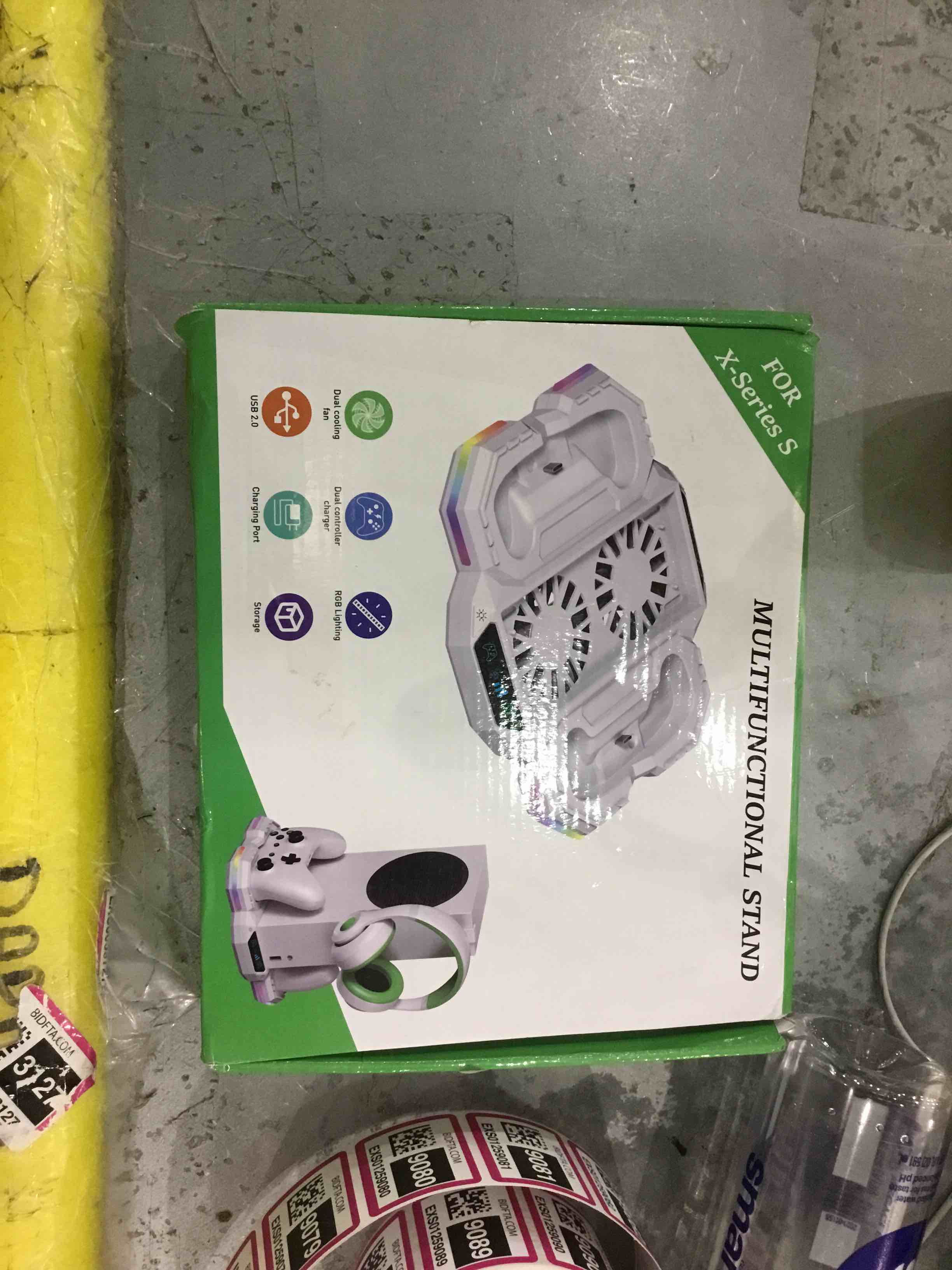 Cooling Stand with Controller Charging Station for Xbox Series S, ZAONOOL Dual Charger Dock & Cooling Fan for Console Accessories with 13 RGB LED Light, 2*Rechargeable Battery, Headset Hook & USB Port