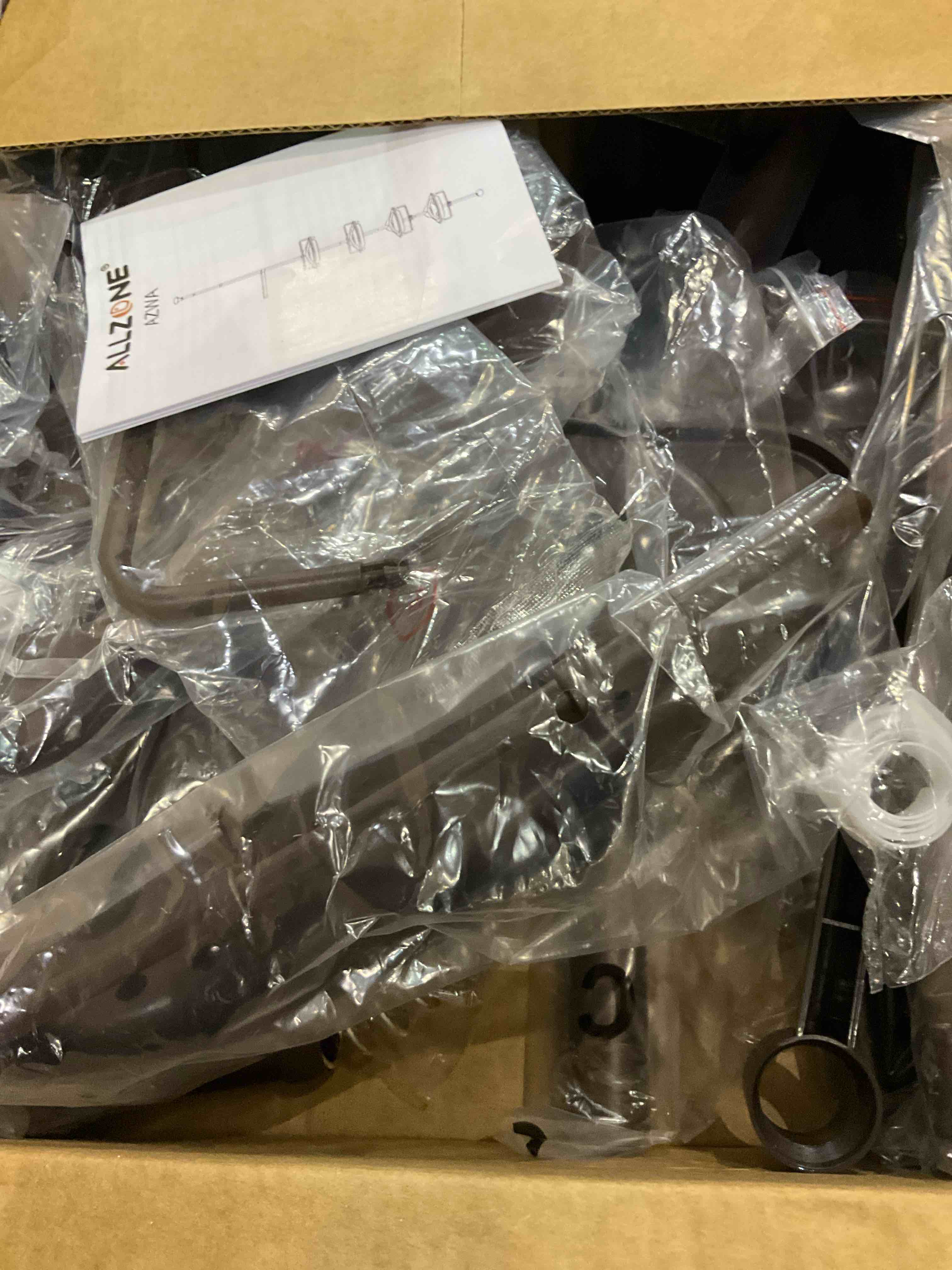 ALLZONE Shower Caddy Corner Organizer for Bathroom,Bathtub Shampoo Storage Holder Rack with Rustproof Stainless Tension Pole,4-Tier Adjustable Shelves,Stand on Floor,56-114 Inches Height,Brown