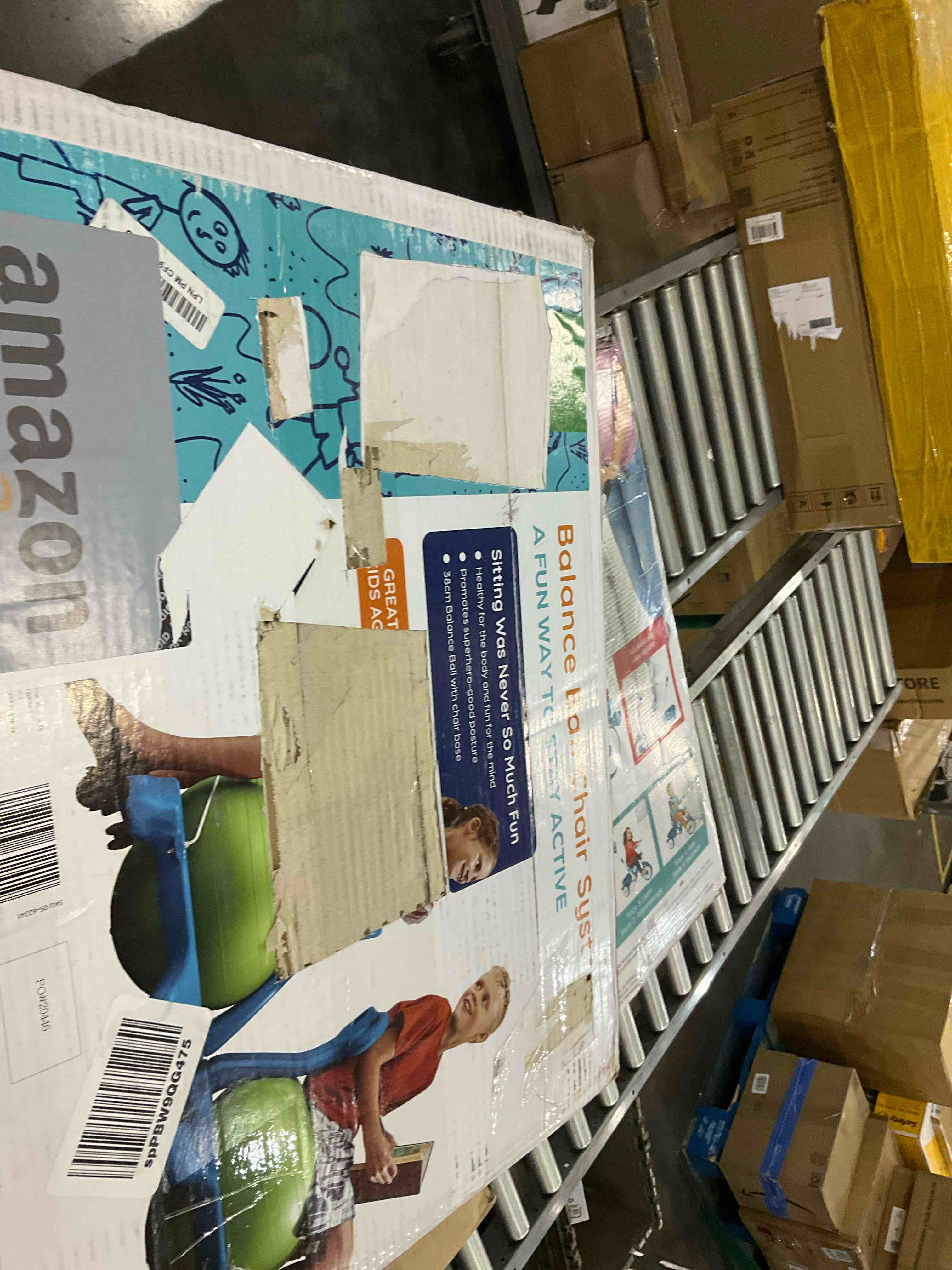 Gaiam Kids Balance Ball Chair - Classic Children's Stability Ball Chair, Alternative School Classroom Flexible Desk Seating for Active Students with Satisfaction Guarantee, Blue/Green