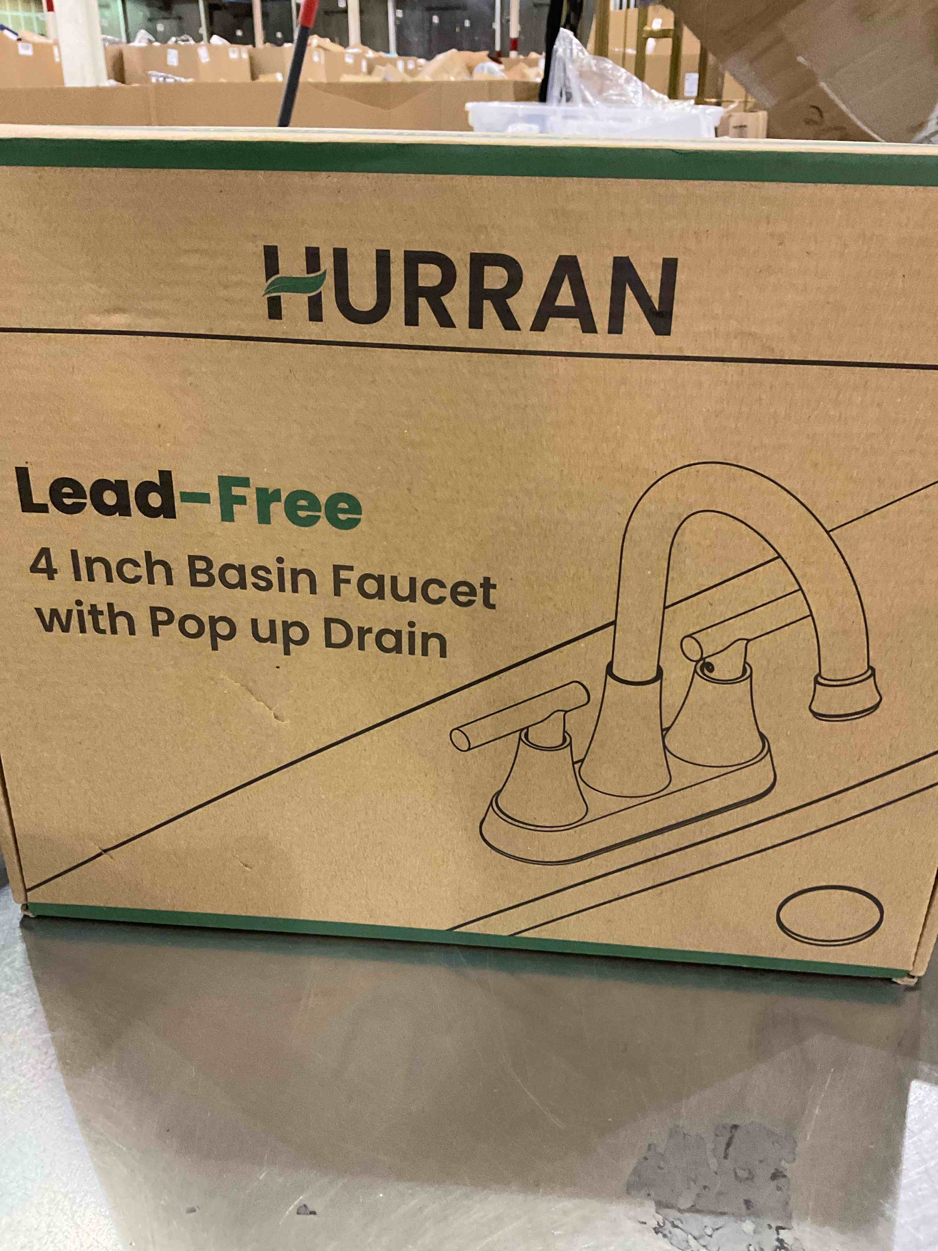 HURRAN Lead-Free 4 Inch Basin Faucet with Pop up Drain