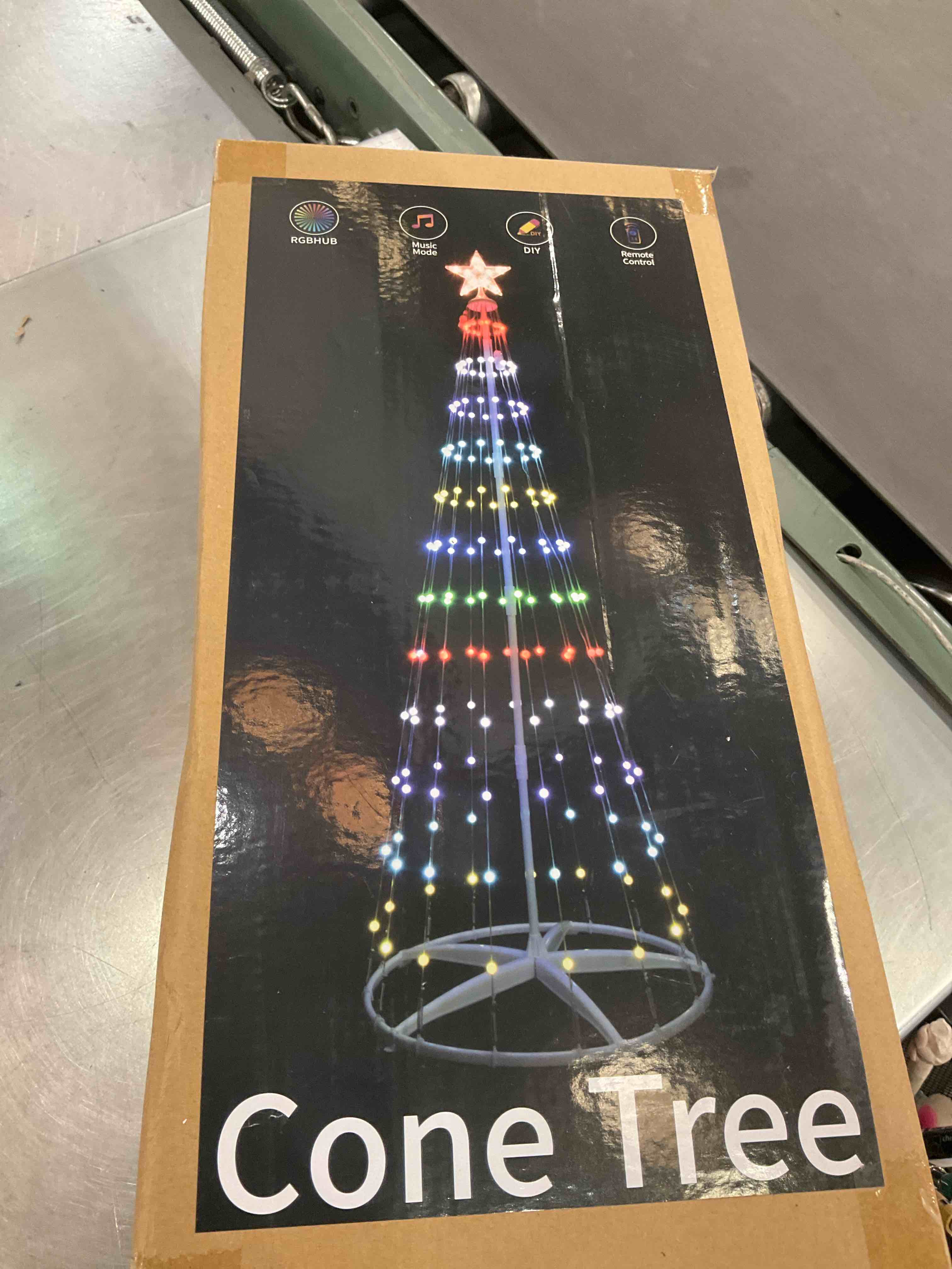 7ft Smart Christmas Cone Tree LED Lights, DIY Lightshow LED Outdoor Christmas Trees for Yard, Prelit Multicolor Christmas Tree with Music Sync and Timer, APP & Remote Control