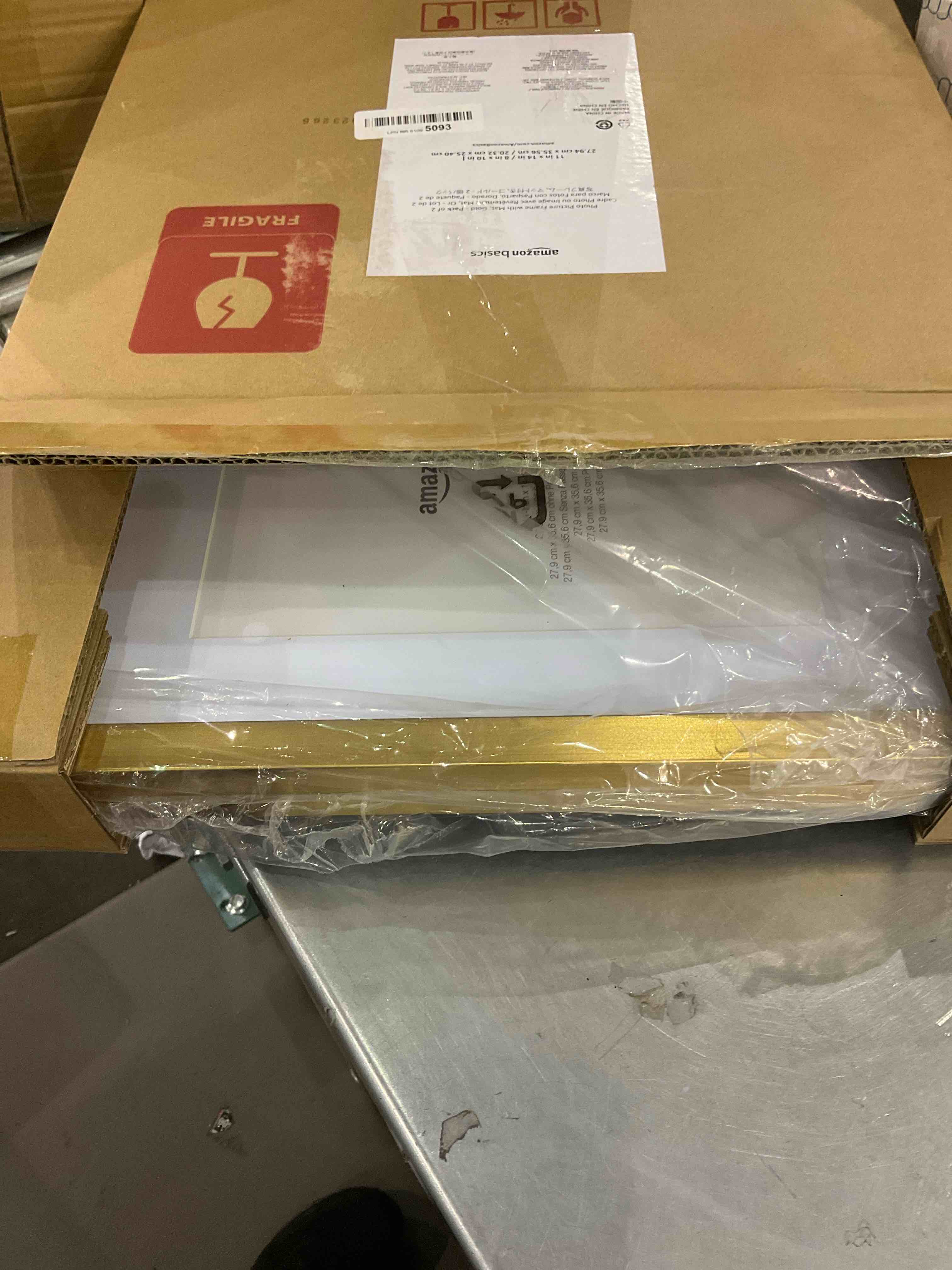 Amazon Basics Photo Picture Frame - 11" x 14" or 8" x 10" with mat, Gold - Pack of 2