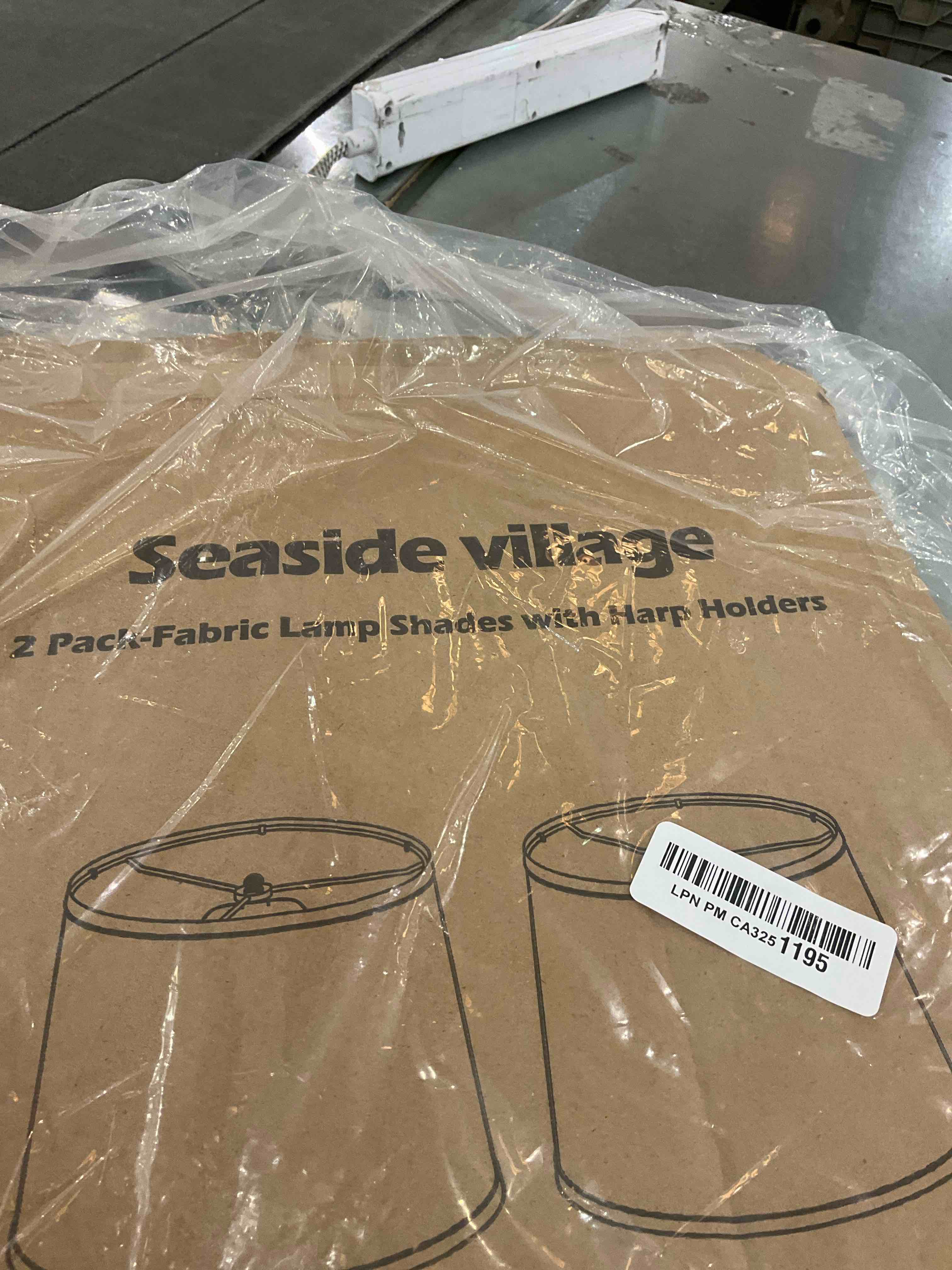 seaside village 2 pack fabric lamp shade with harp holders 