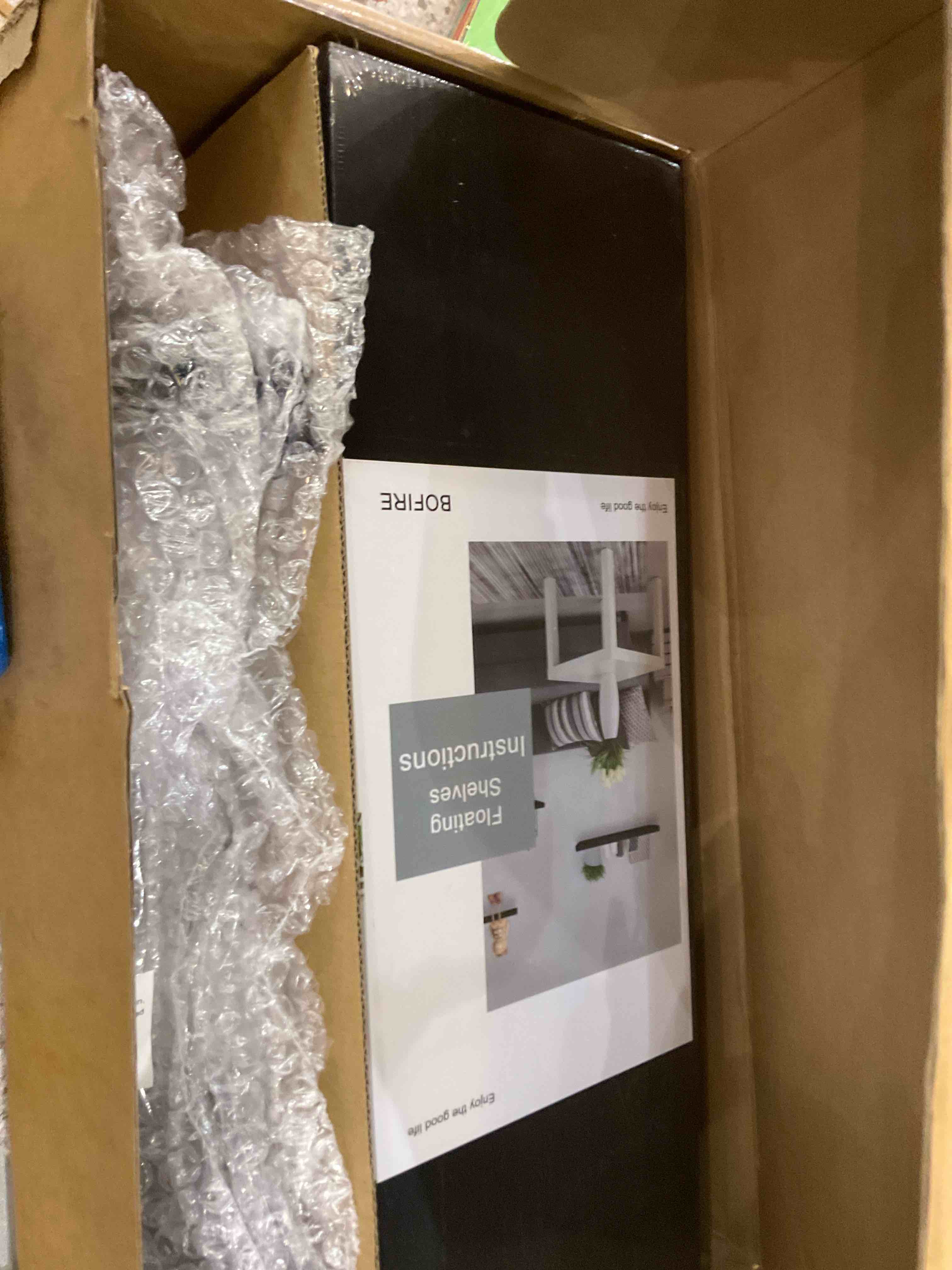 BOFIRE Floating Shelves, Wall Mounted Rustic Wood Shelves for Bathroom, Bedroom, Living Room, Kitchen, Small Hanging Shelf for Books/Storage/Room Decor (Black, 17 Inch)