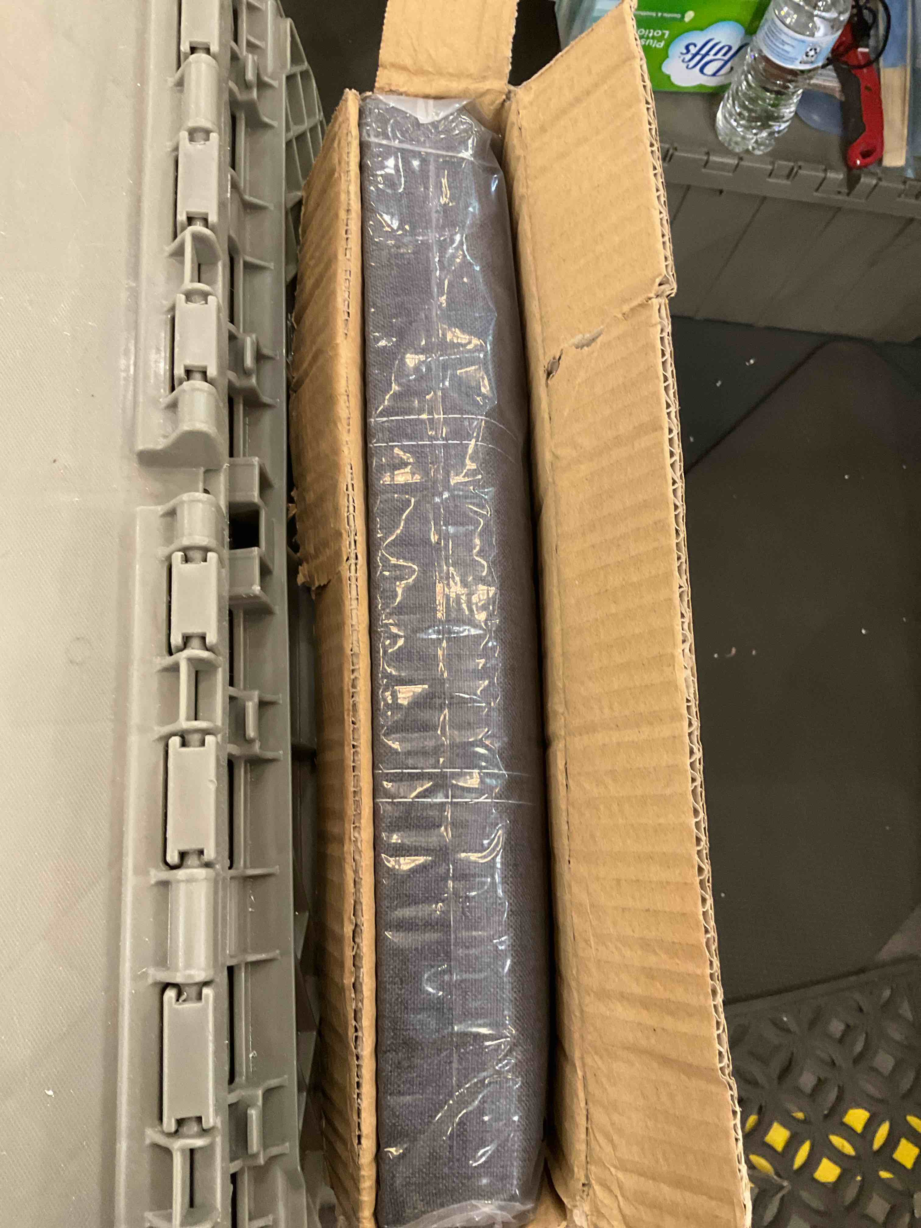 Youdesure Folding Storage Ottoman Bench for Living Room, 30 inch Storage Bench with Padded Seat for Bedroom Hallway, Holds up to 350lbs, Linen Fabric Grey