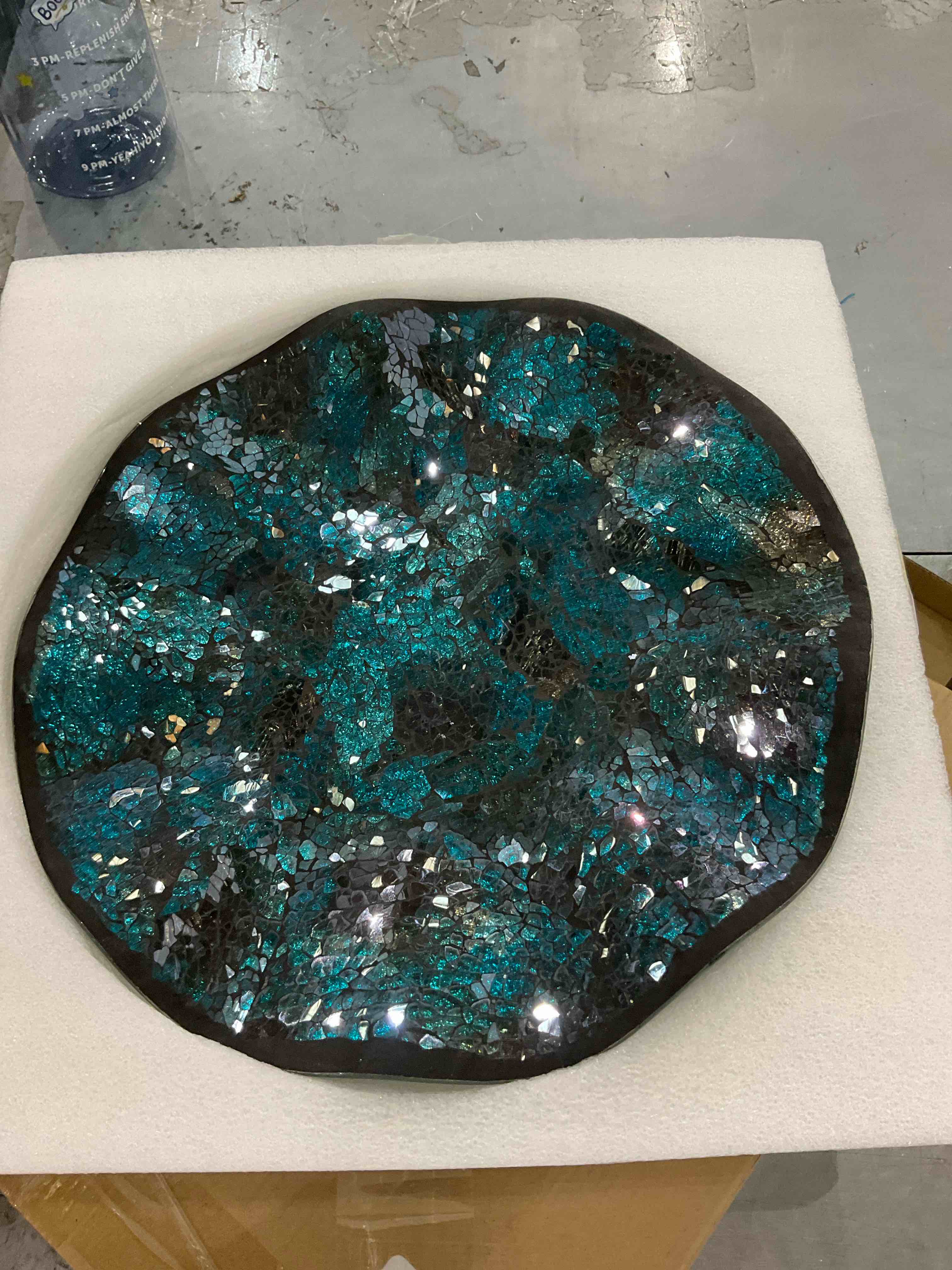 whole housewares 14 glass platter blue